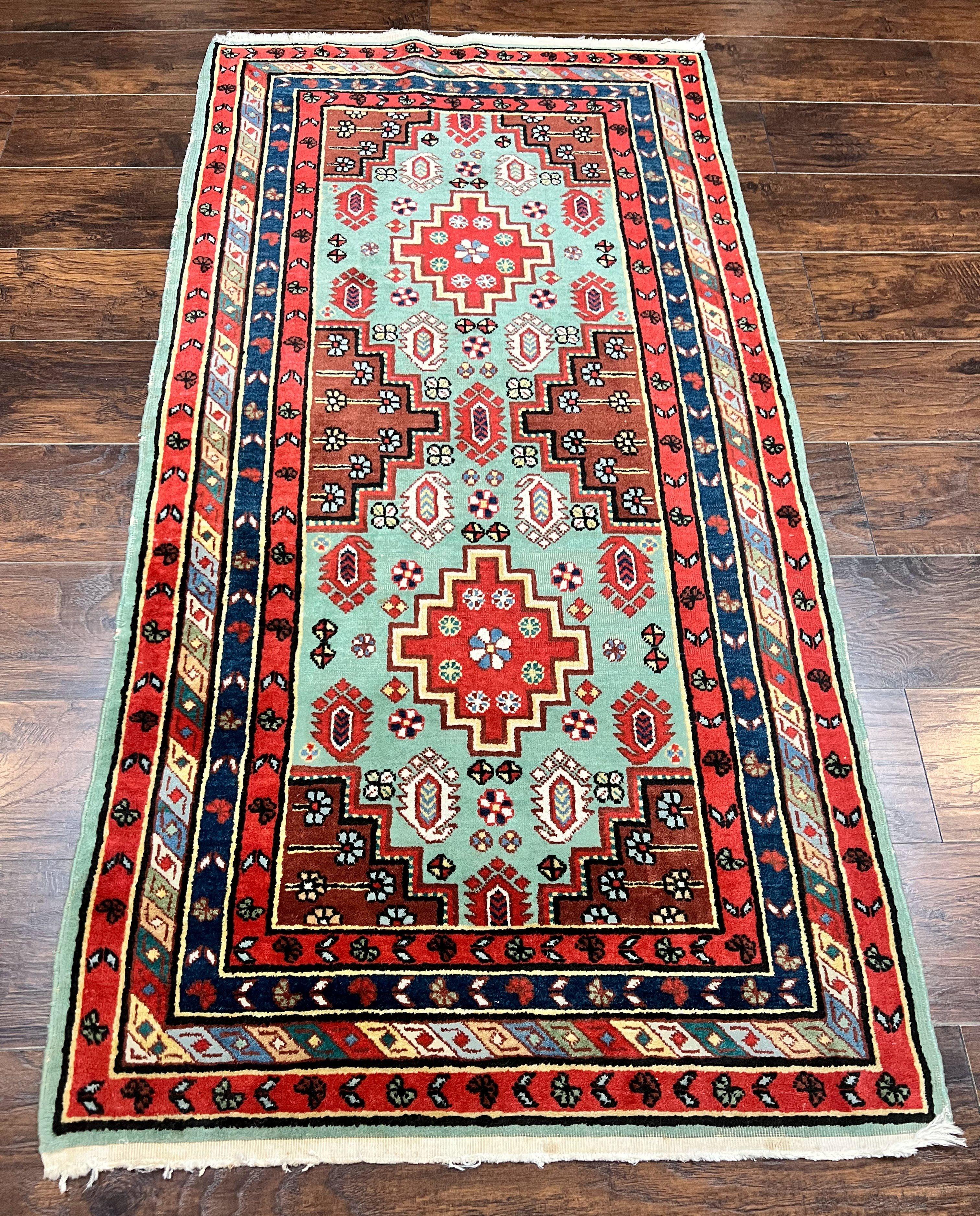 Colorful Turkish Rug 3x6, Geometric Heriz Oriental Carpet, Wool Hand Knotted Vintage Carpet, Oriental Rug 3 x 6 - Jewel Rugs