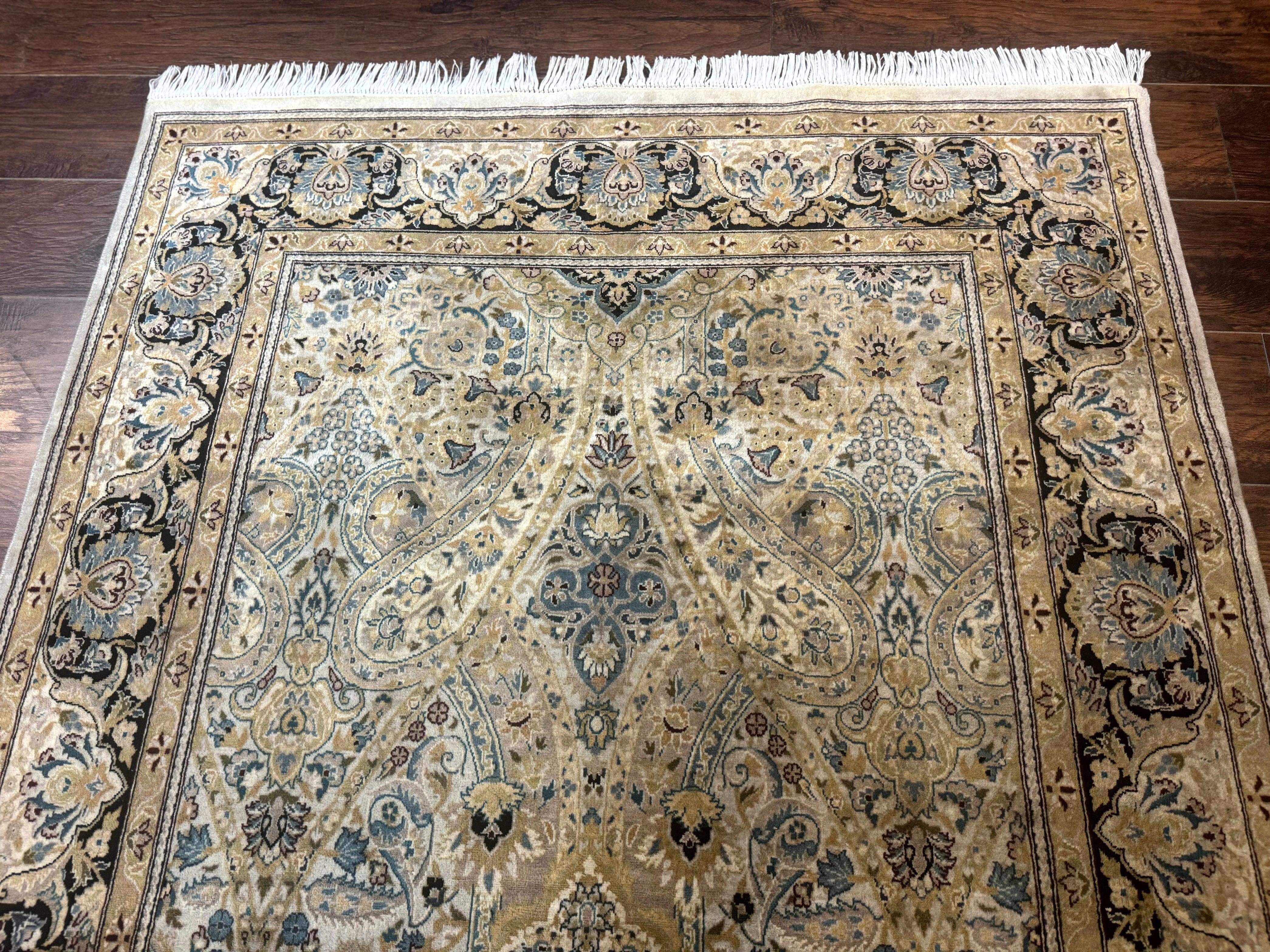 Wool Pak Persian Rug 5x7, Floral, Cream Color, Fine 290 KPSI - Jewel Rugs