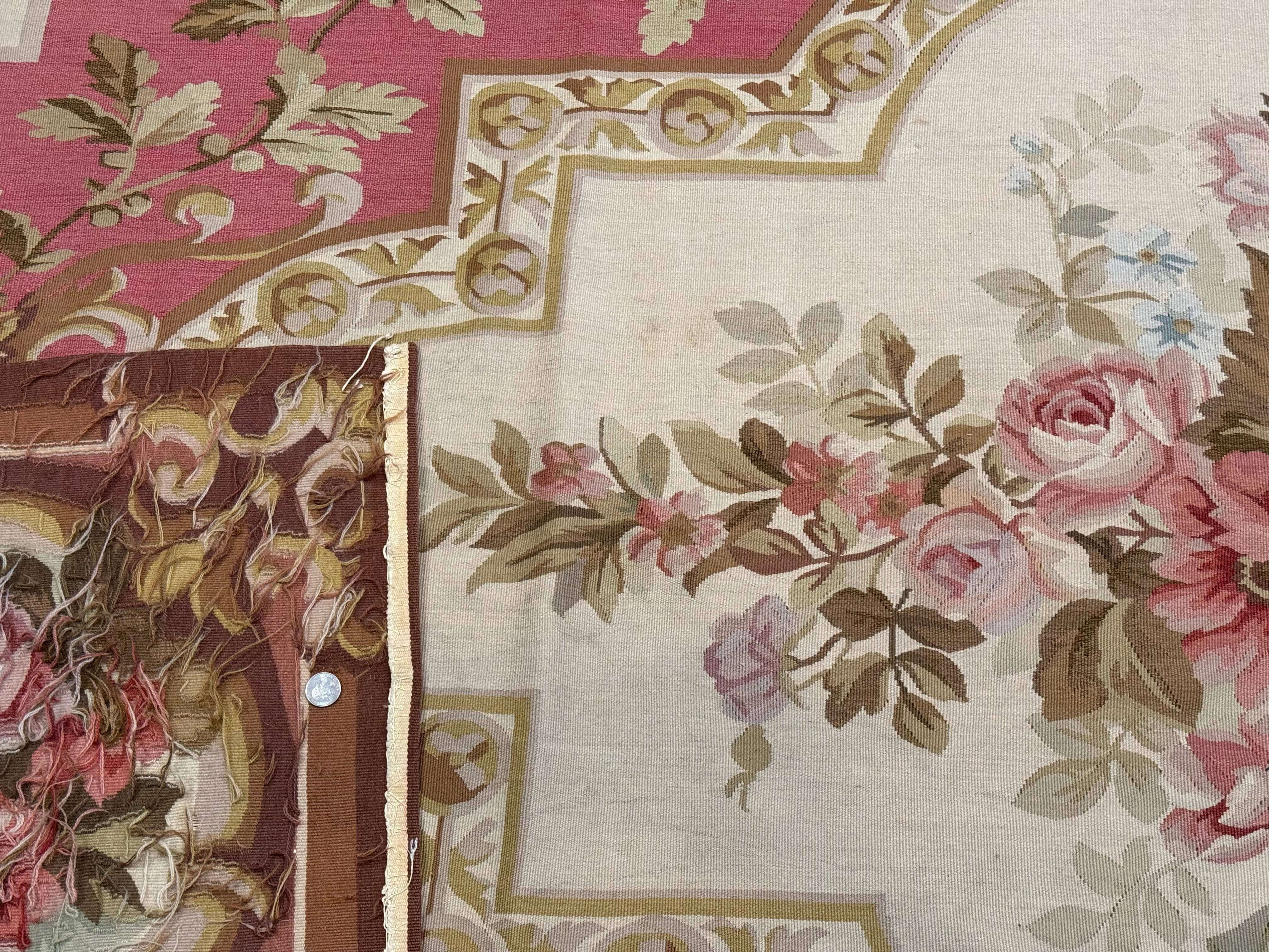 Large Aubusson Rug 10x14, European Elegant French Design, Floral Carpet - Jewel Rugs