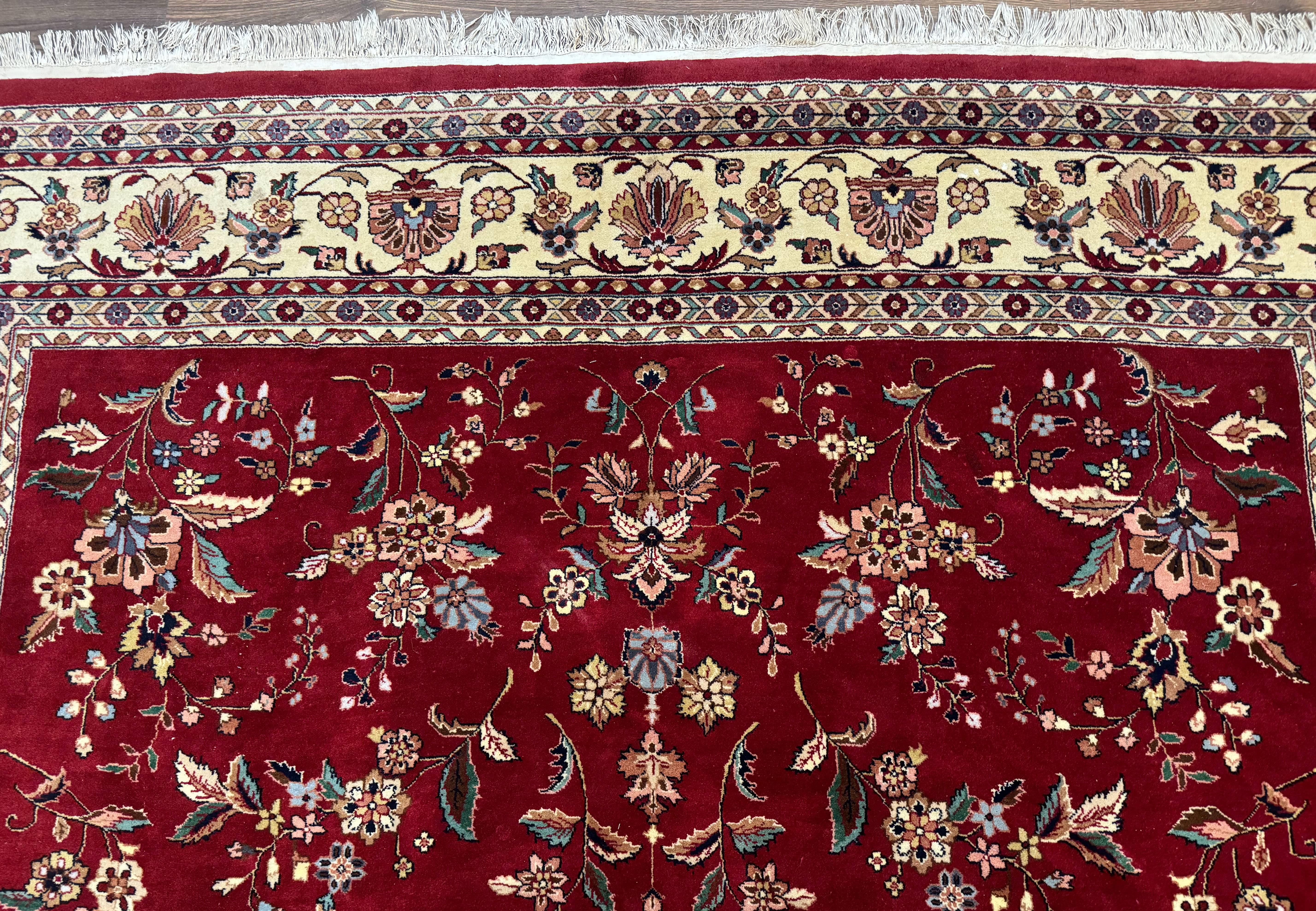 Indo Persian Rug 8x10, Red and Cream, Floral, Pande Cameron - Jewel Rugs
