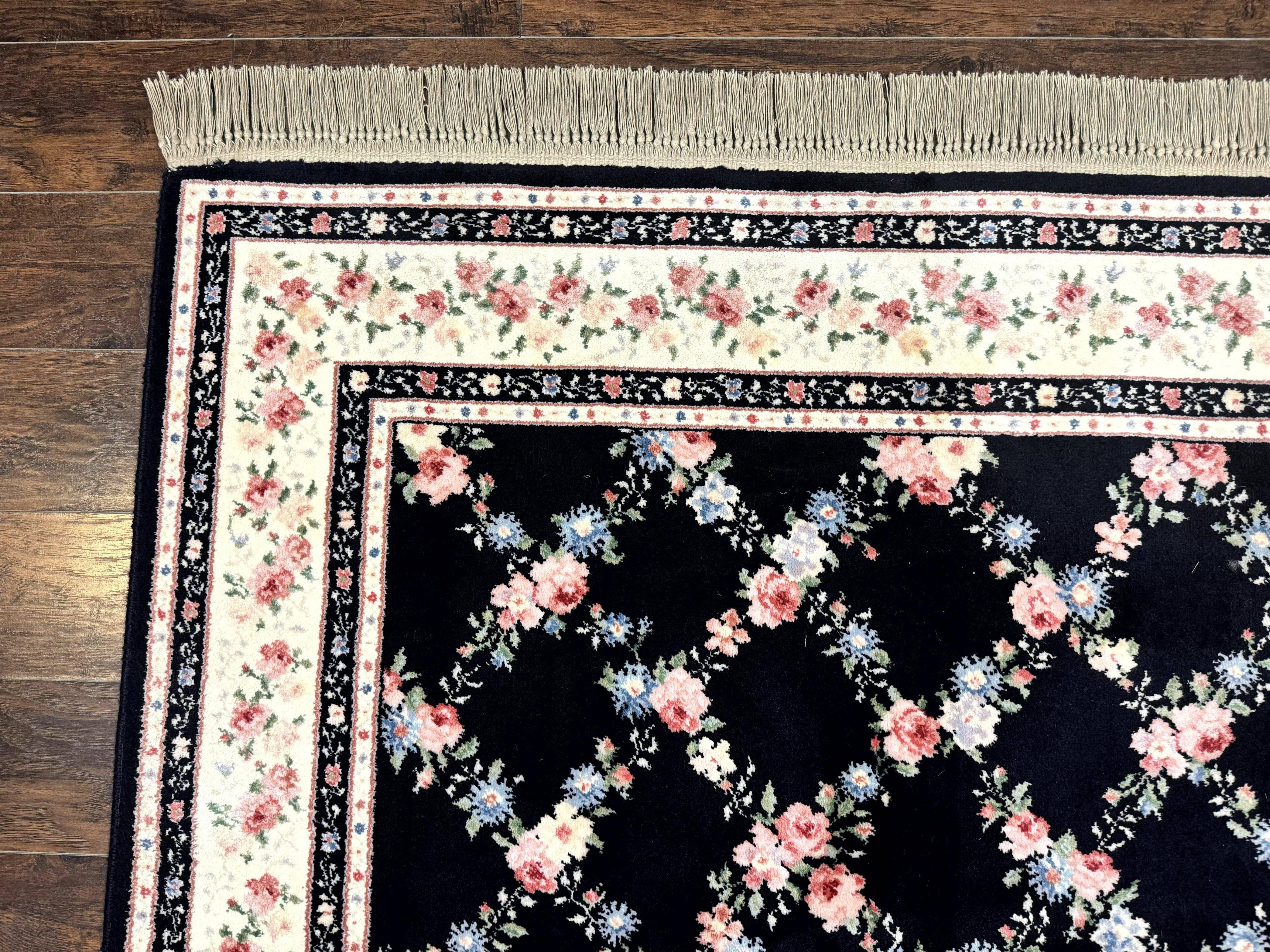 Karastan Rug 8.8 x 12, Garden of Eden #509/1270, Ebony Trellis, Vintage Discontinued Wool Pile Karastan Carpet - Jewel Rugs