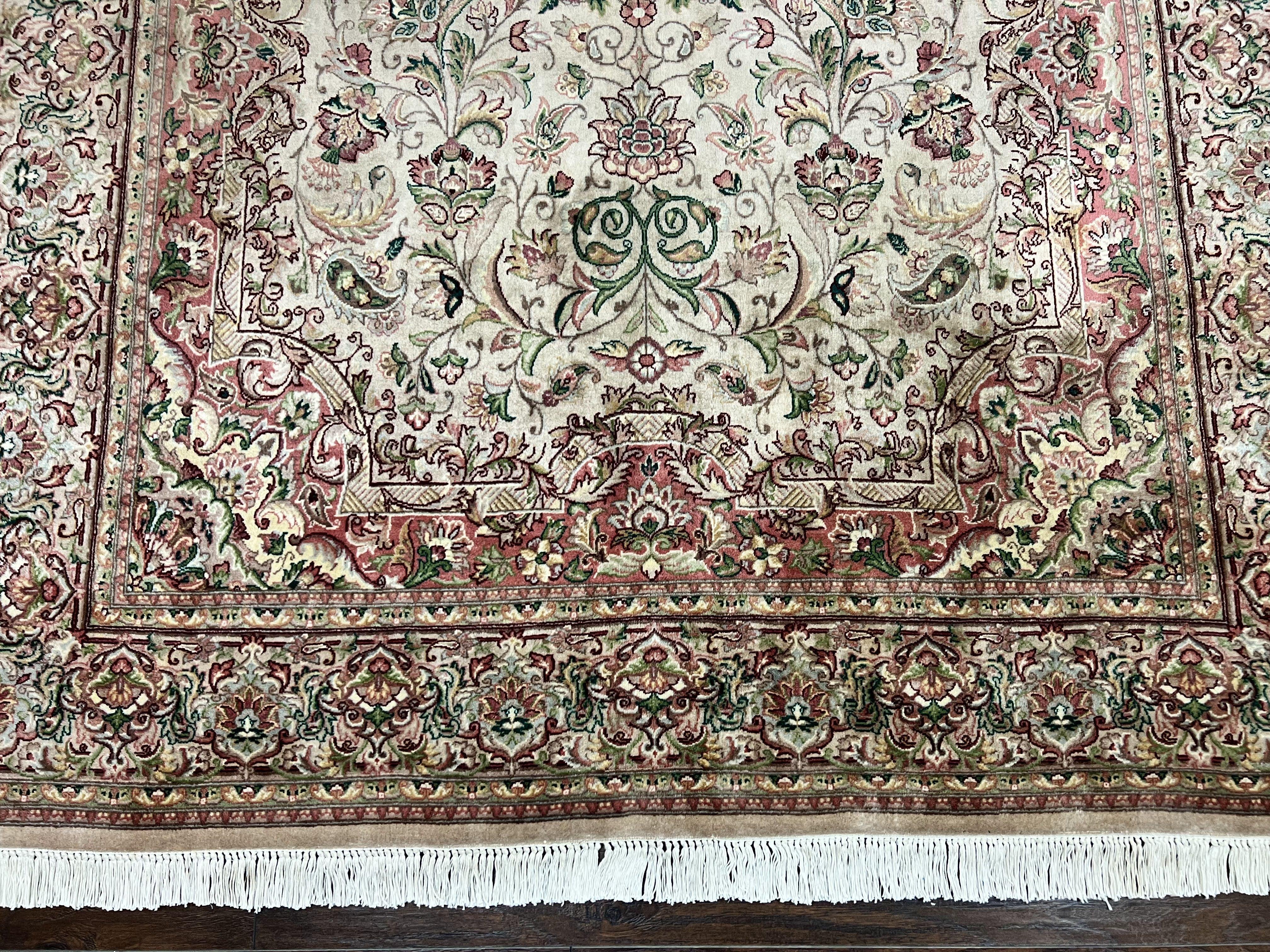 Pak Persian Rug 6x9, Floral Medallion, Vintage Hand Knotted Handmade Traditional Oriental Carpet, Pakistani Rug 6 x 9 ft, Wool Area Rug - Jewel Rugs