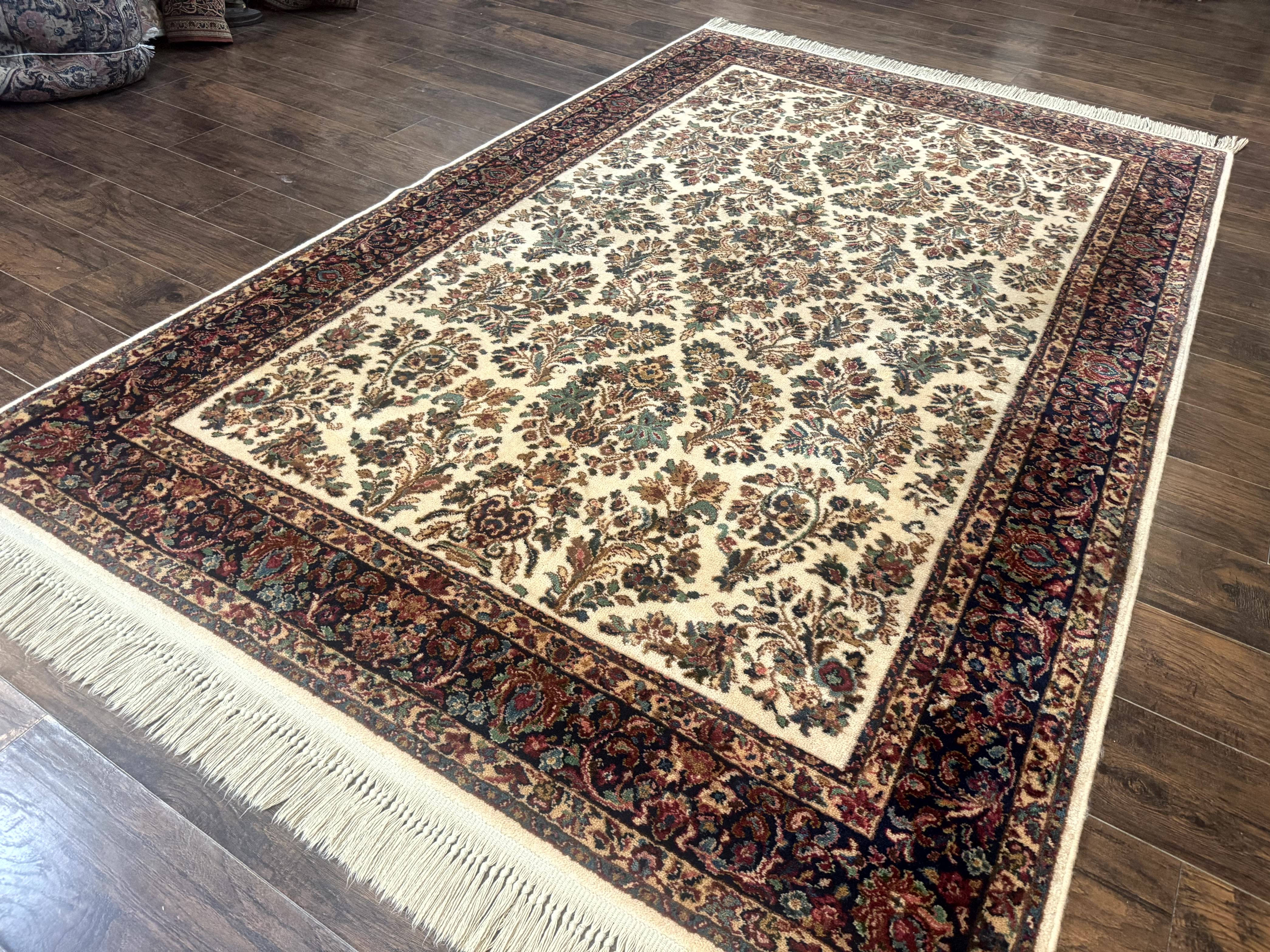 Karastan Rug 5.9 x 9, Ivory Sarouk #760, Wool Pile, Original 700 Series, Vintage - Jewel Rugs