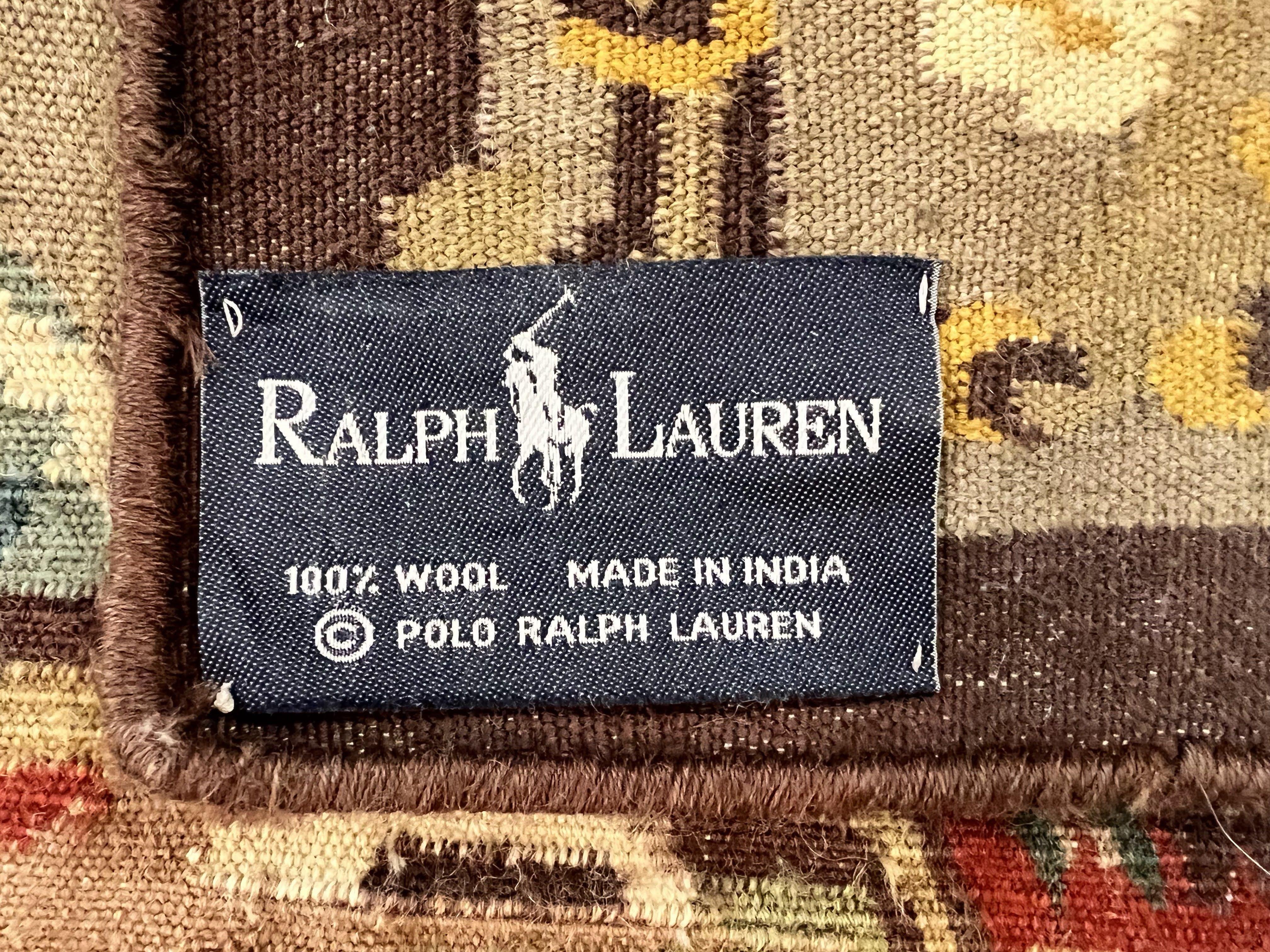 Ralph Lauren Kilim Wool Rug 6x9, Handmade Hand-woven Vintage Ralph Lauren Carpet, Birds and Flowers, Area Rug 6 x 9 Flatweave Carpet - Jewel Rugs