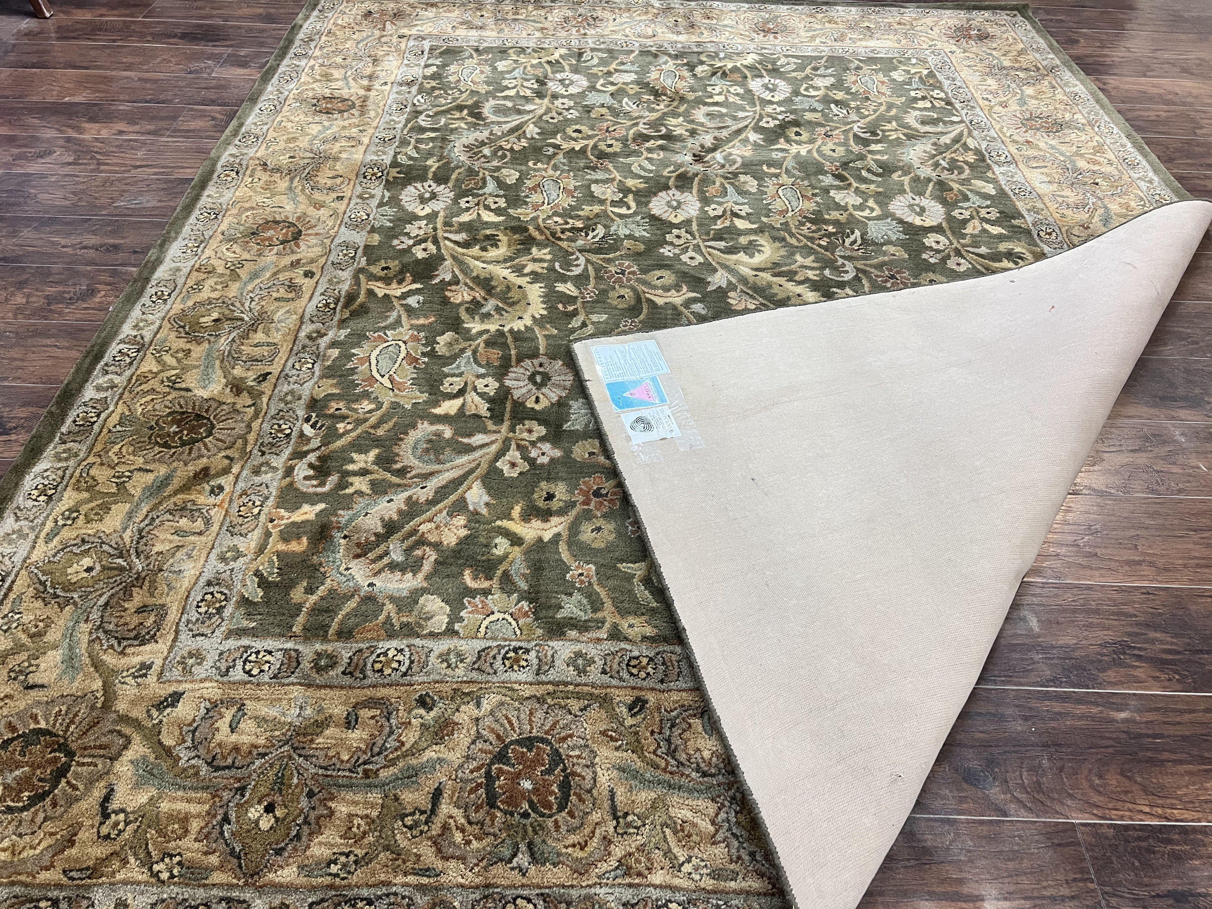 Pottery Barn Rug 8x10, Wool Hand Tufted Vintage Indian Carpet, Room Sized Wool Pile Floral Rug - Jewel Rugs