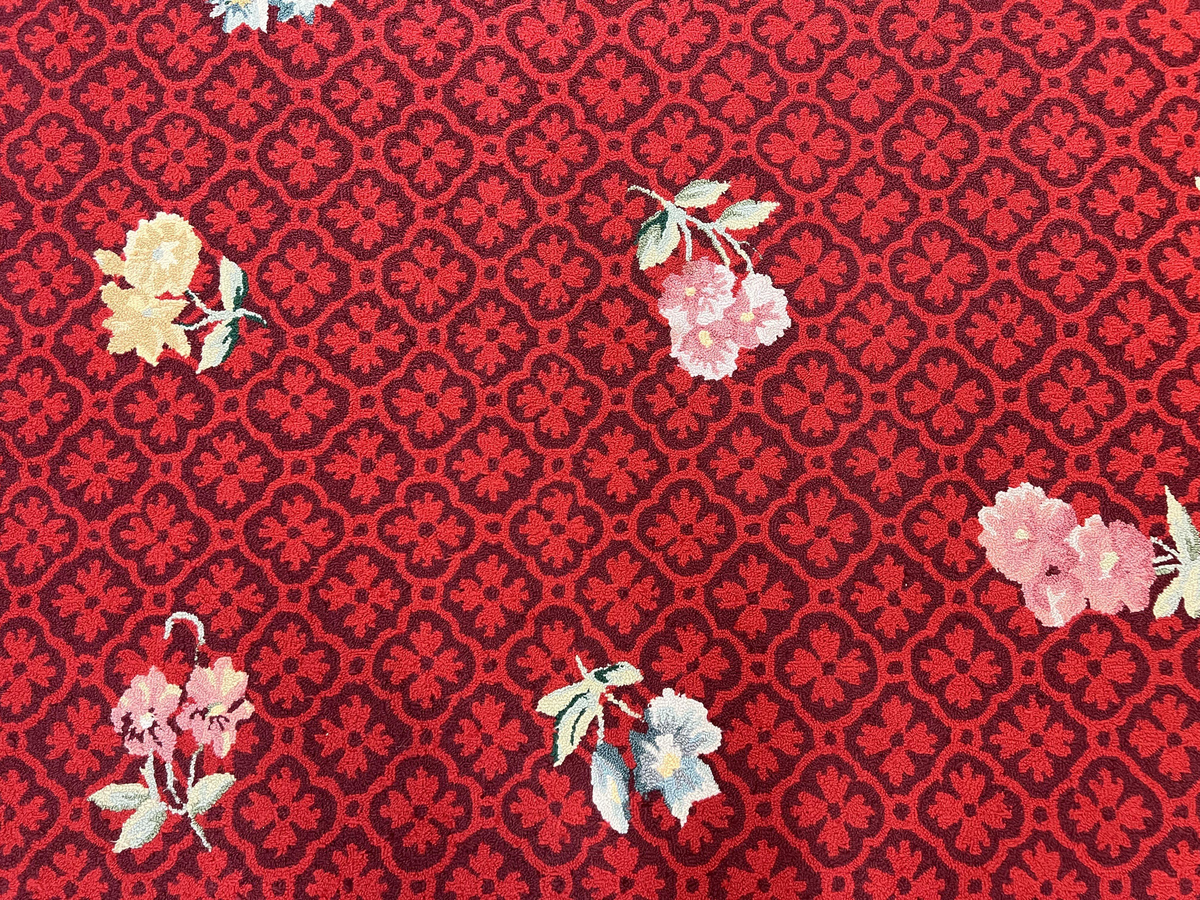 Vintage Stark Rug 10x17, Stark Carpet 10 x 17, Hooked Rug, Aubusson French European Design, Red, Elegant, Wool Palace Sized Rug - Jewel Rugs