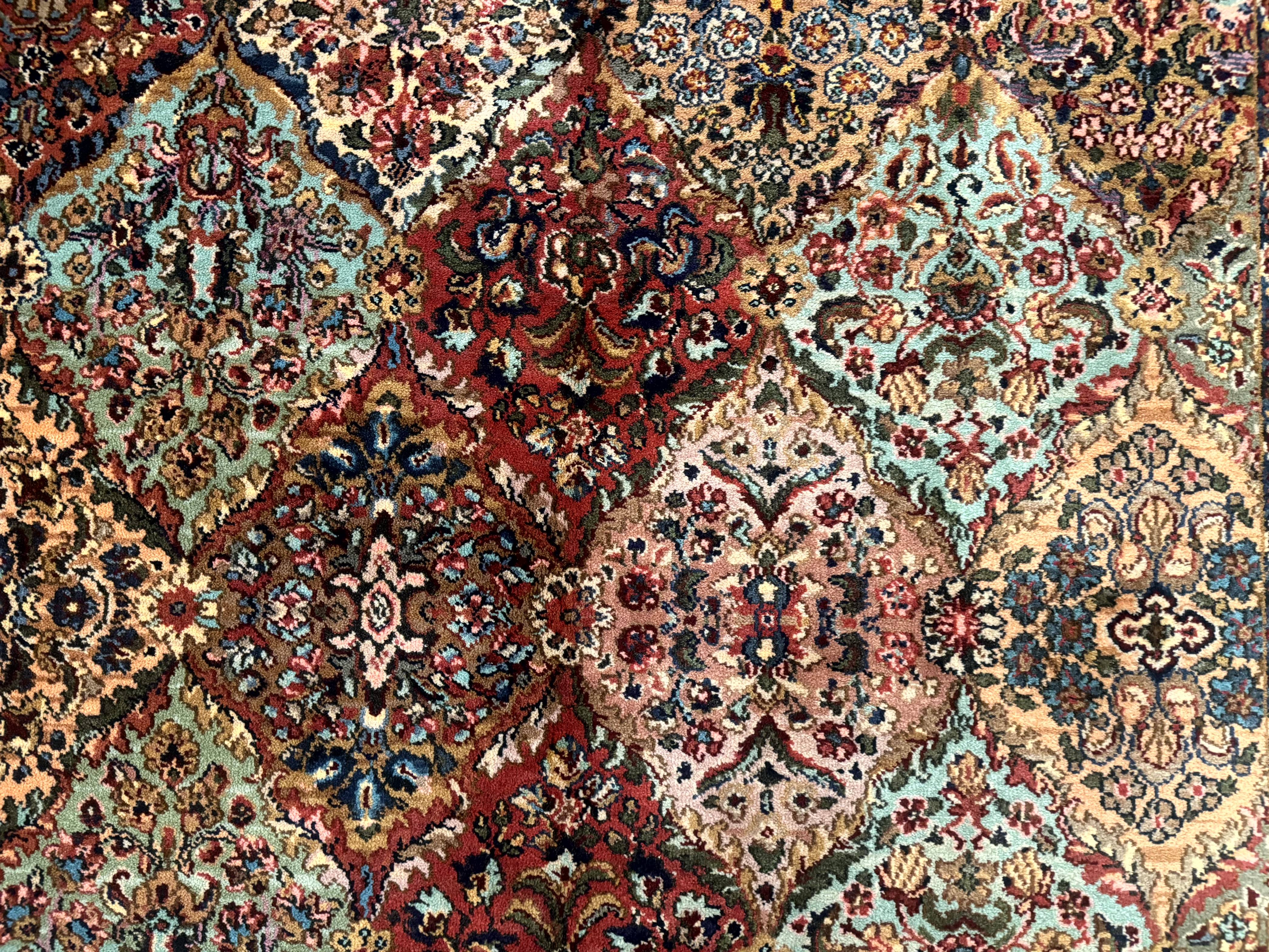 Karastan Rug 5.9 x 9, Multicolor Panel Kirman Rug #717, Wool Original Karastan Collection 700 Series - Jewel Rugs