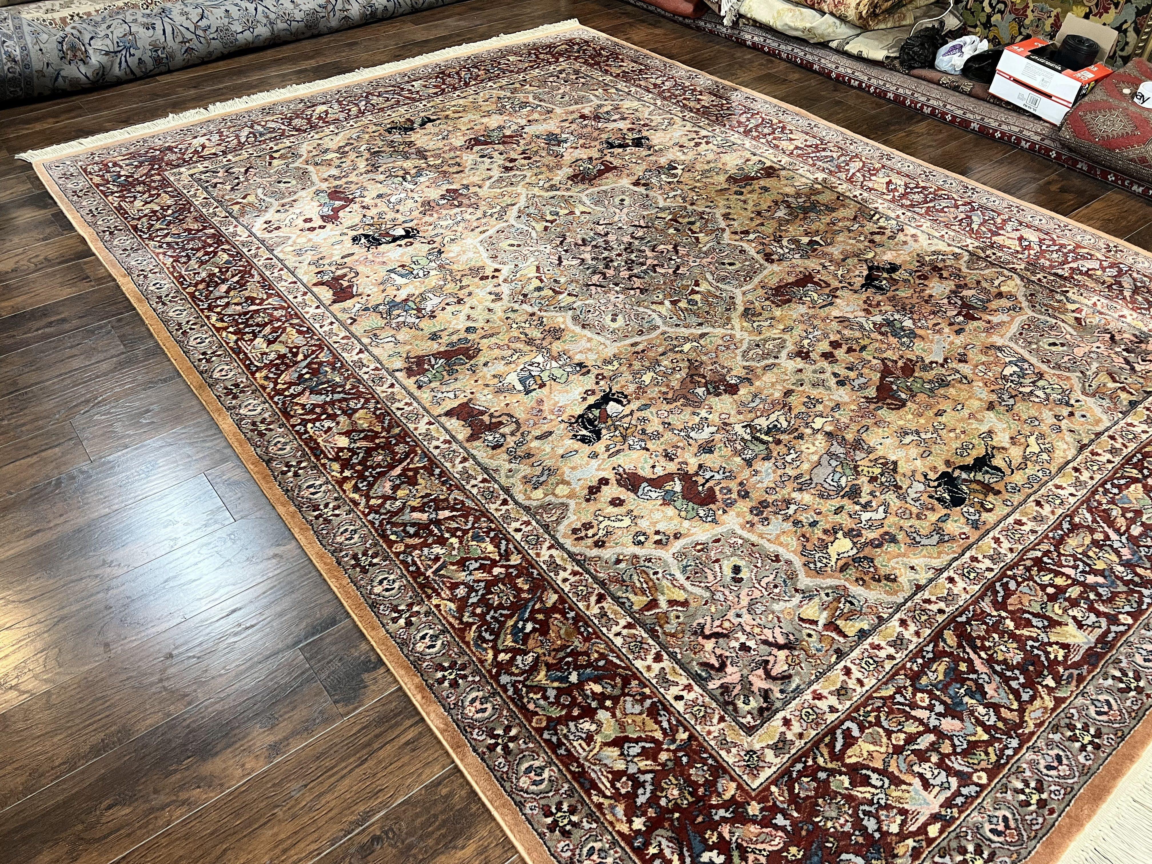 Karastan Rug 8.8 x 12 Persian Hunting Rug #723, Wool Pile Karastan Area Rug, Discontinued Original 700 Series Karastan Carpet, Room Sized - Jewel Rugs