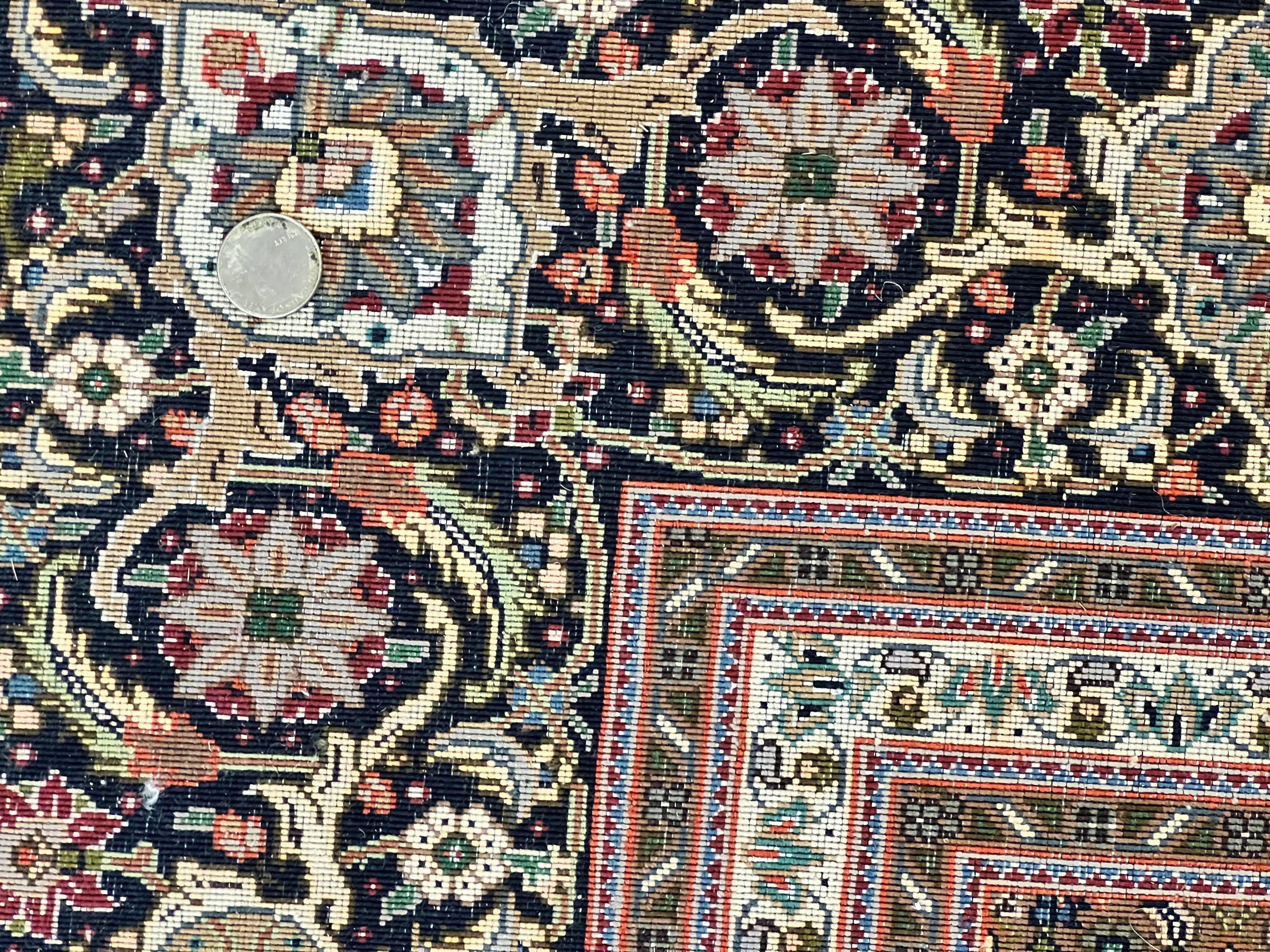 Persian Tabriz Rug 7x10, Very Fine 330 KPSI 50 Raj, Black and Beige, Handmade Wool Vintage Persian Carpet - Jewel Rugs