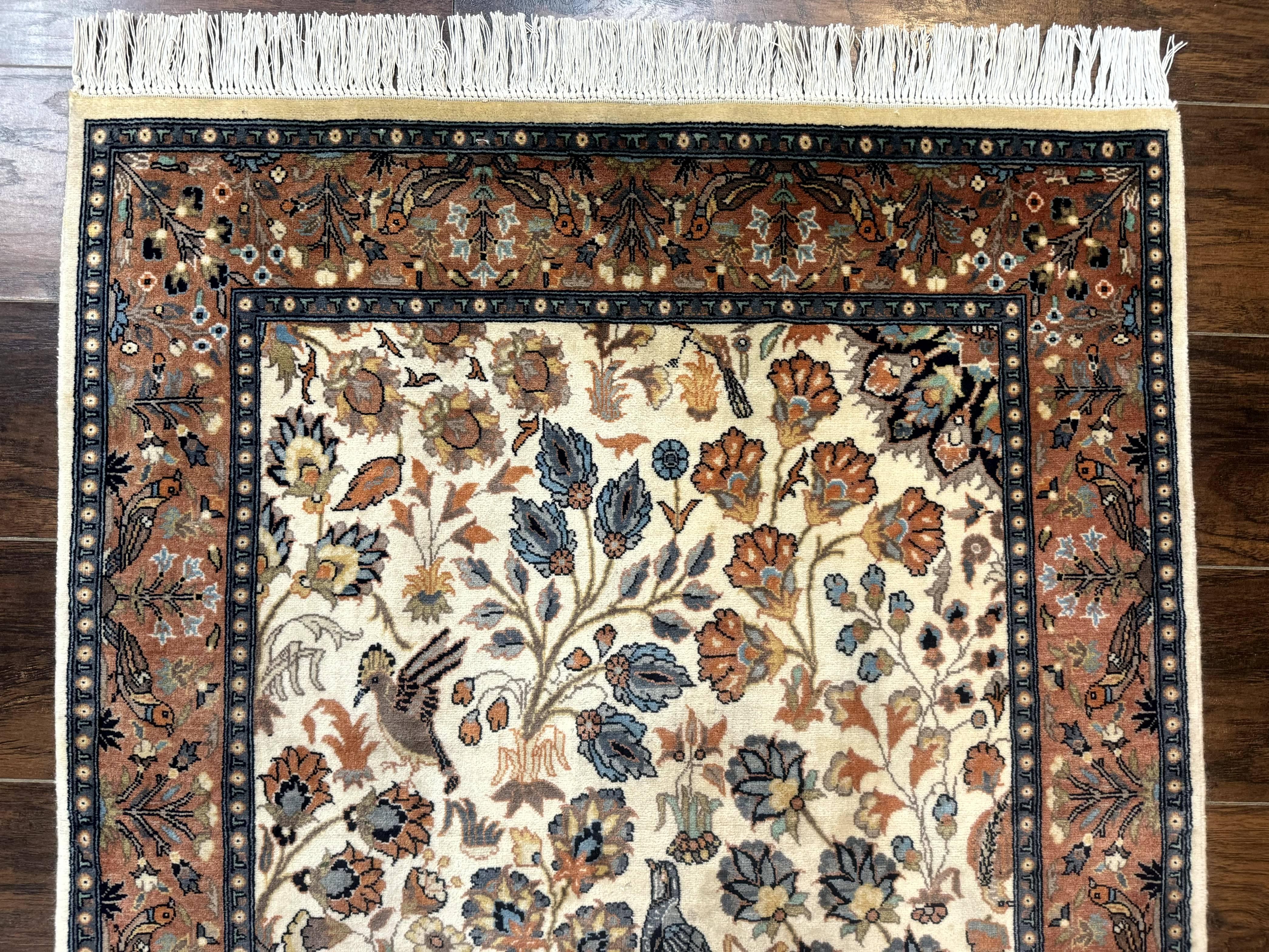 Small Pak Persian Rug 3x5, Peacock Birds Floral - Jewel Rugs