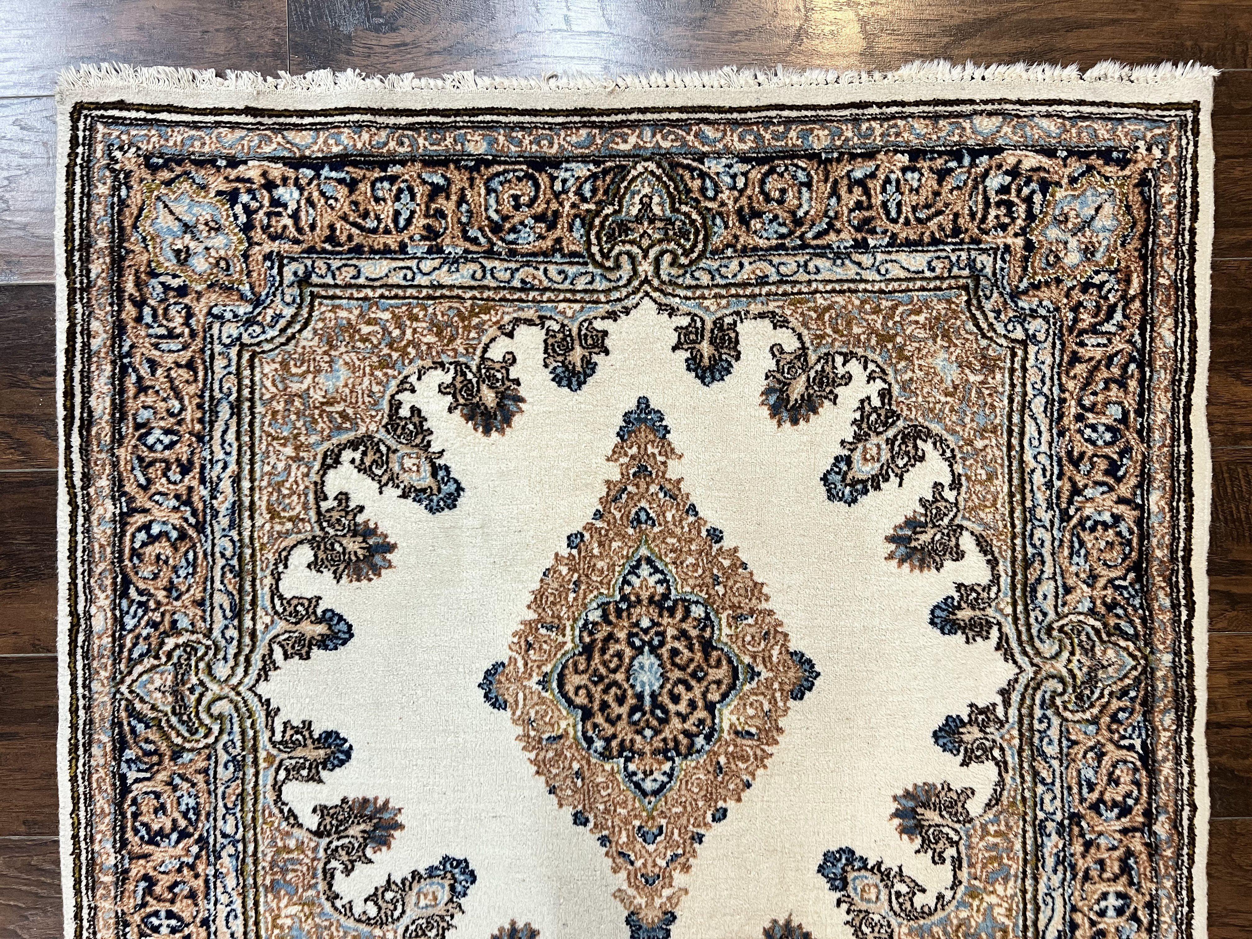 Square Persian Kirman Rug 4x4, Semi Open Field, Handmade - Jewel Rugs