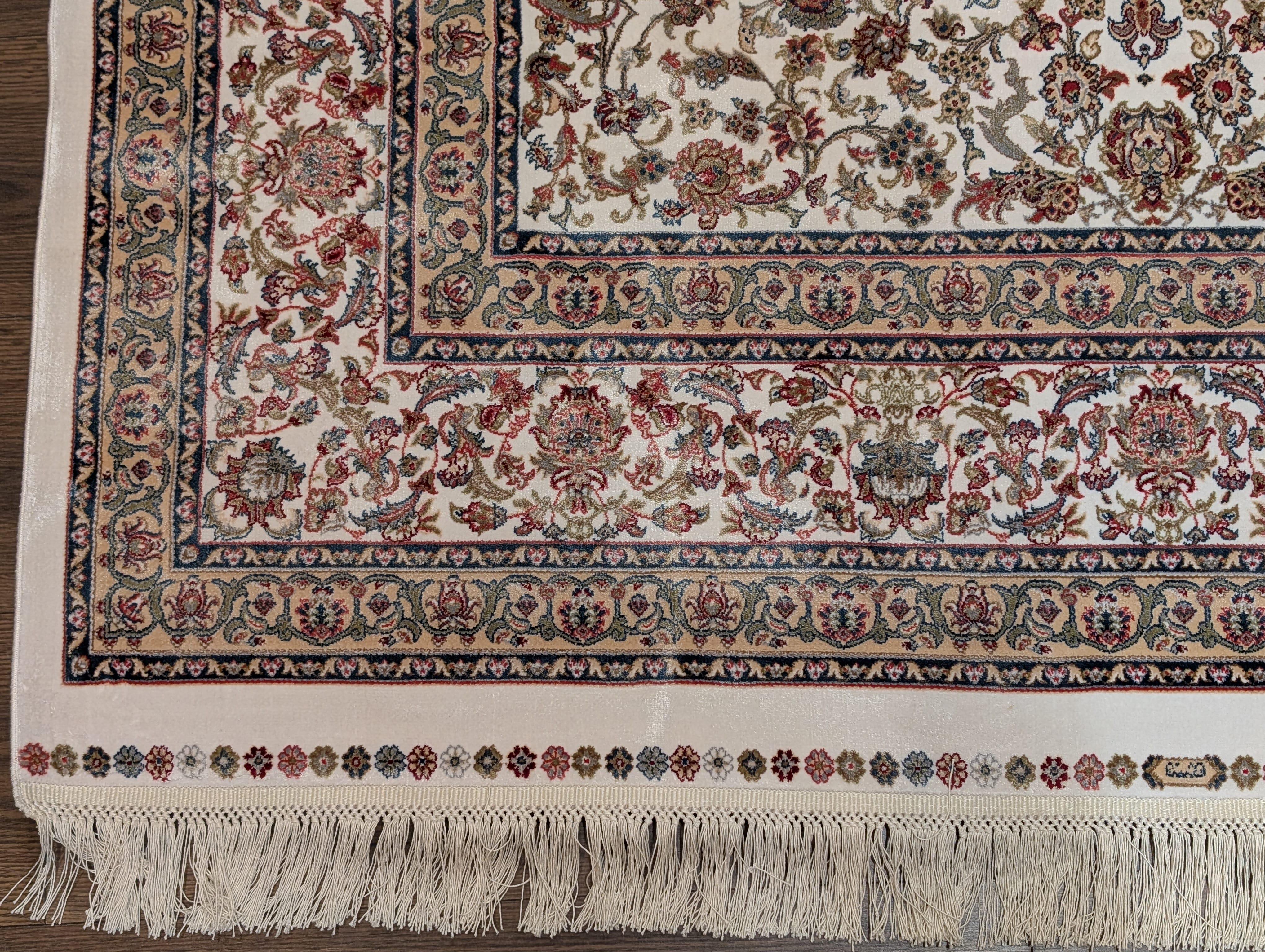 Square Silk Rug 5x5, Turkish Silk Carpet, Ivory, New, Bamboo Silk - Jewel Rugs