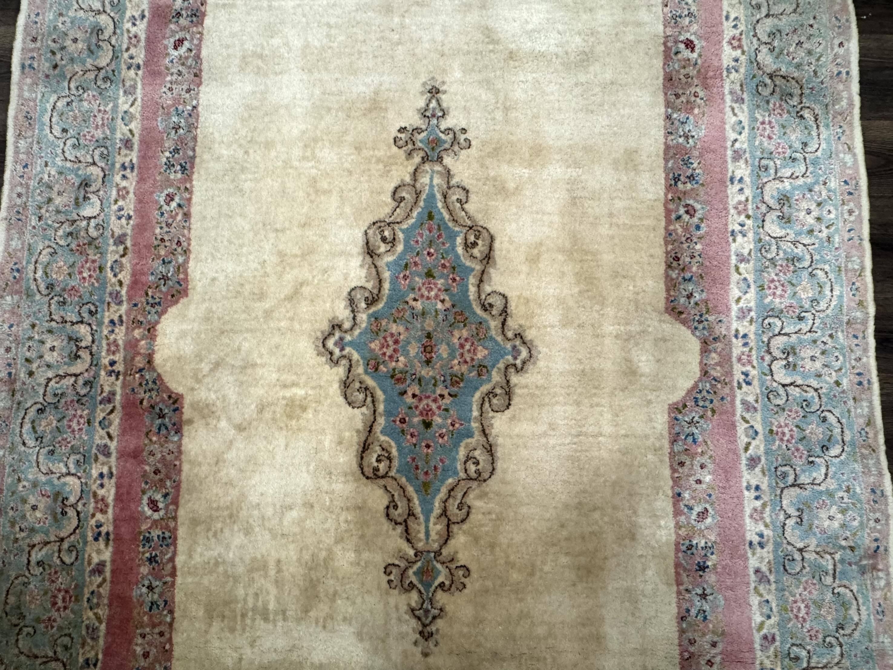 Persian Kerman Rug 6x9, Pastel Colors, Semi Open Field - Jewel Rugs