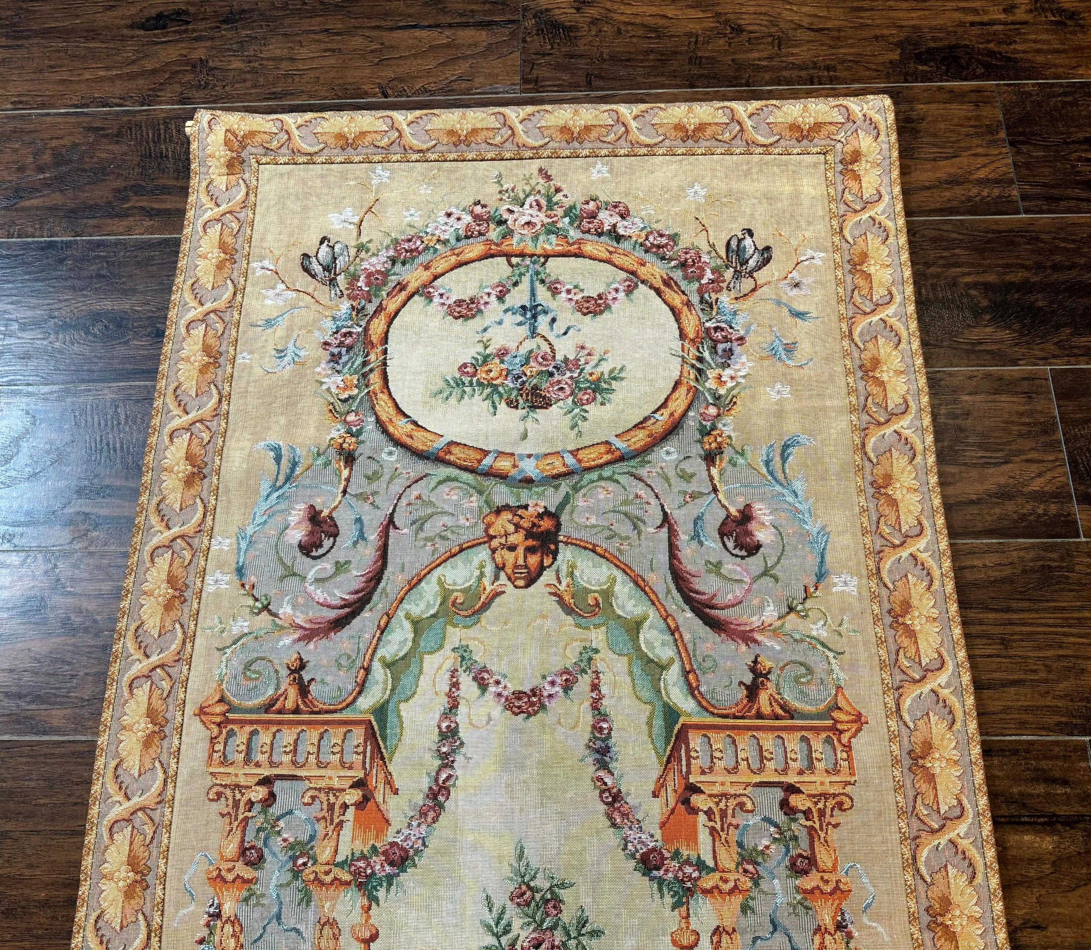 French Tapestry 3x6, Vertical Hanging Tapestry, French Garden, European Design, Elegant, One of Pair - Jewel Rugs