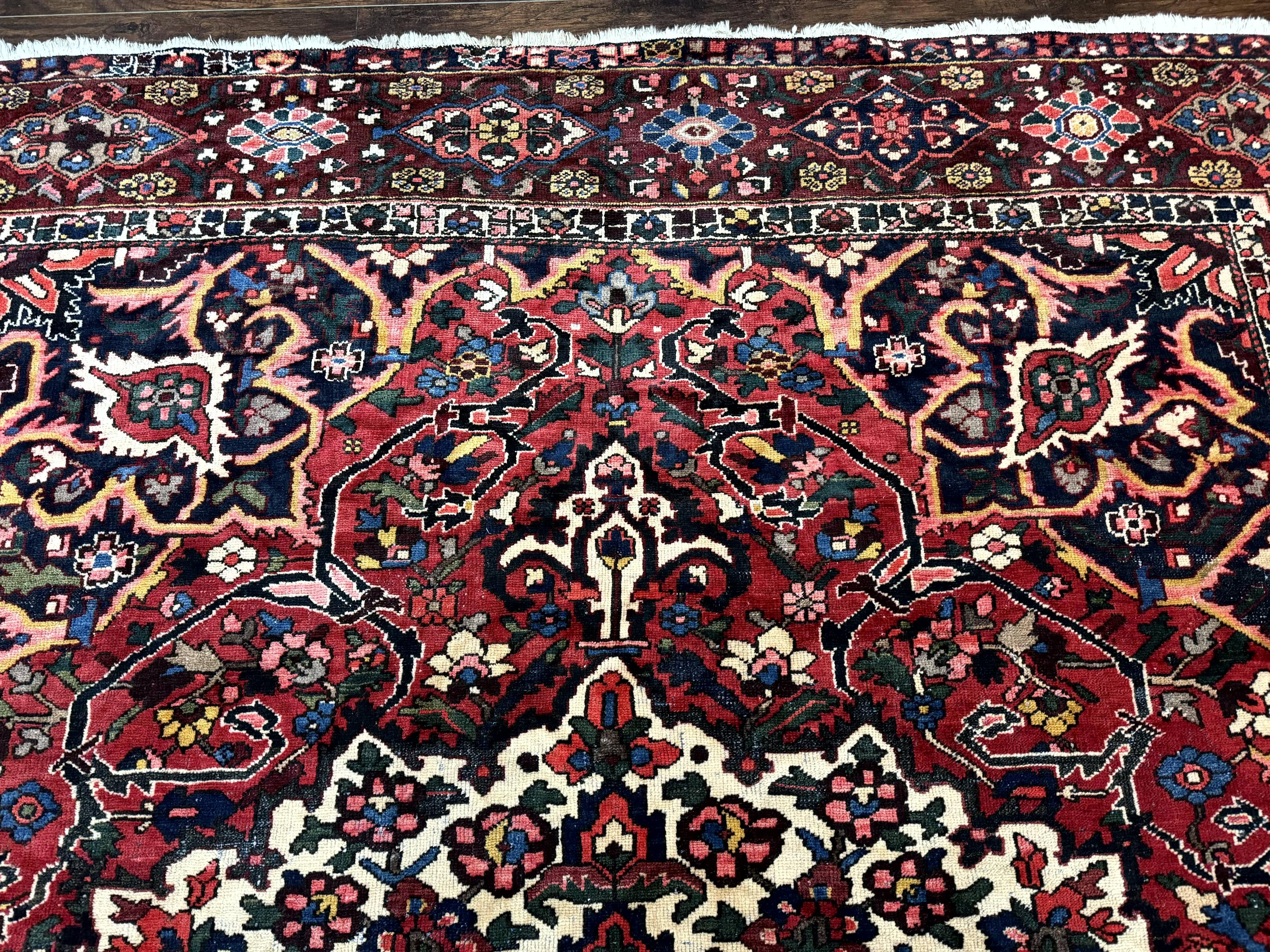 Rare Persian Bakhtiari Rug 10x13, Red, Semi Antique, Large Persian Carpet, Handmade - Jewel Rugs