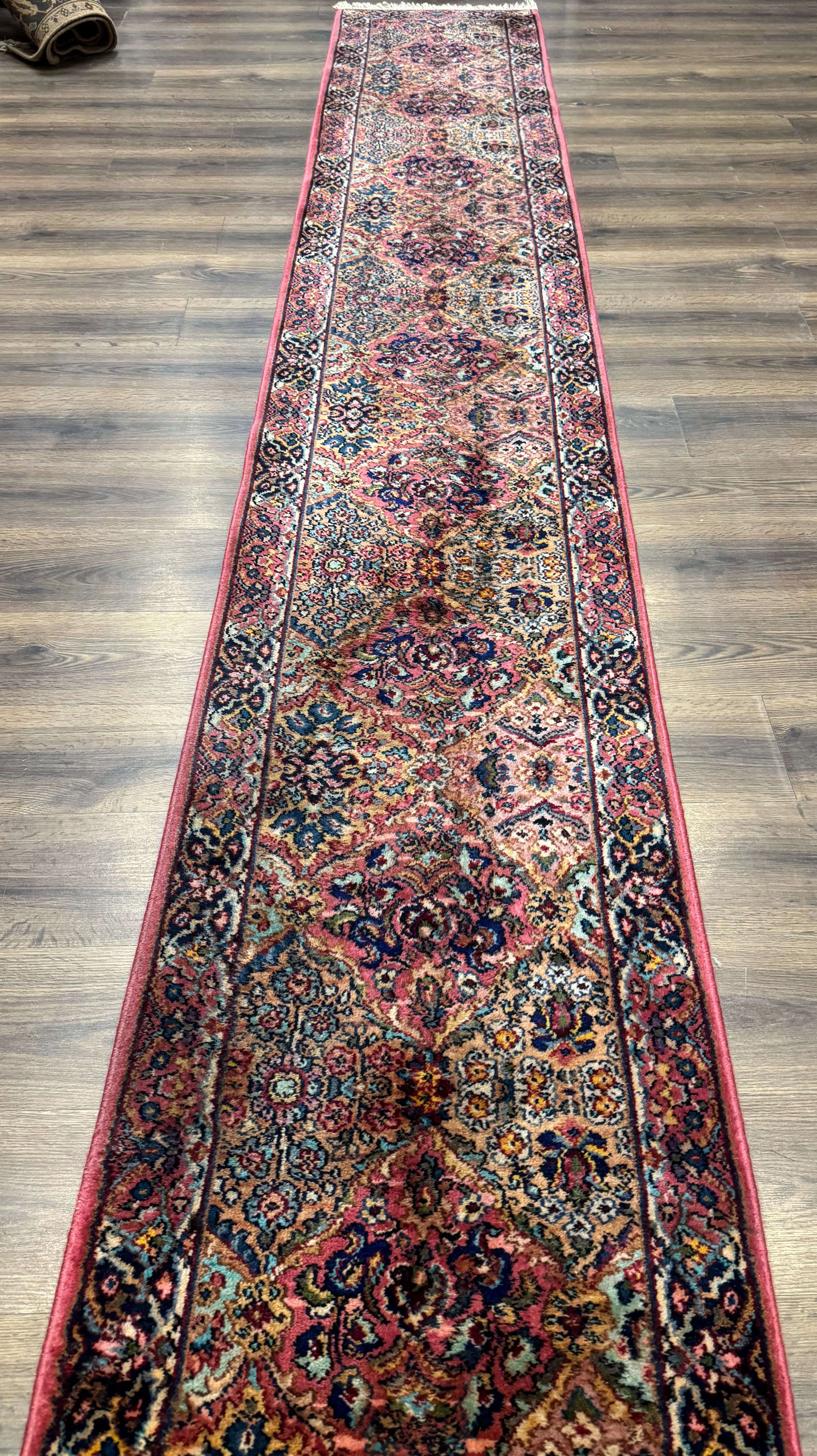 Karastan Runner Rug 2x15, Multicolor Panel Kirman #717, Wool, Original 700 Series, Antique - Jewel Rugs