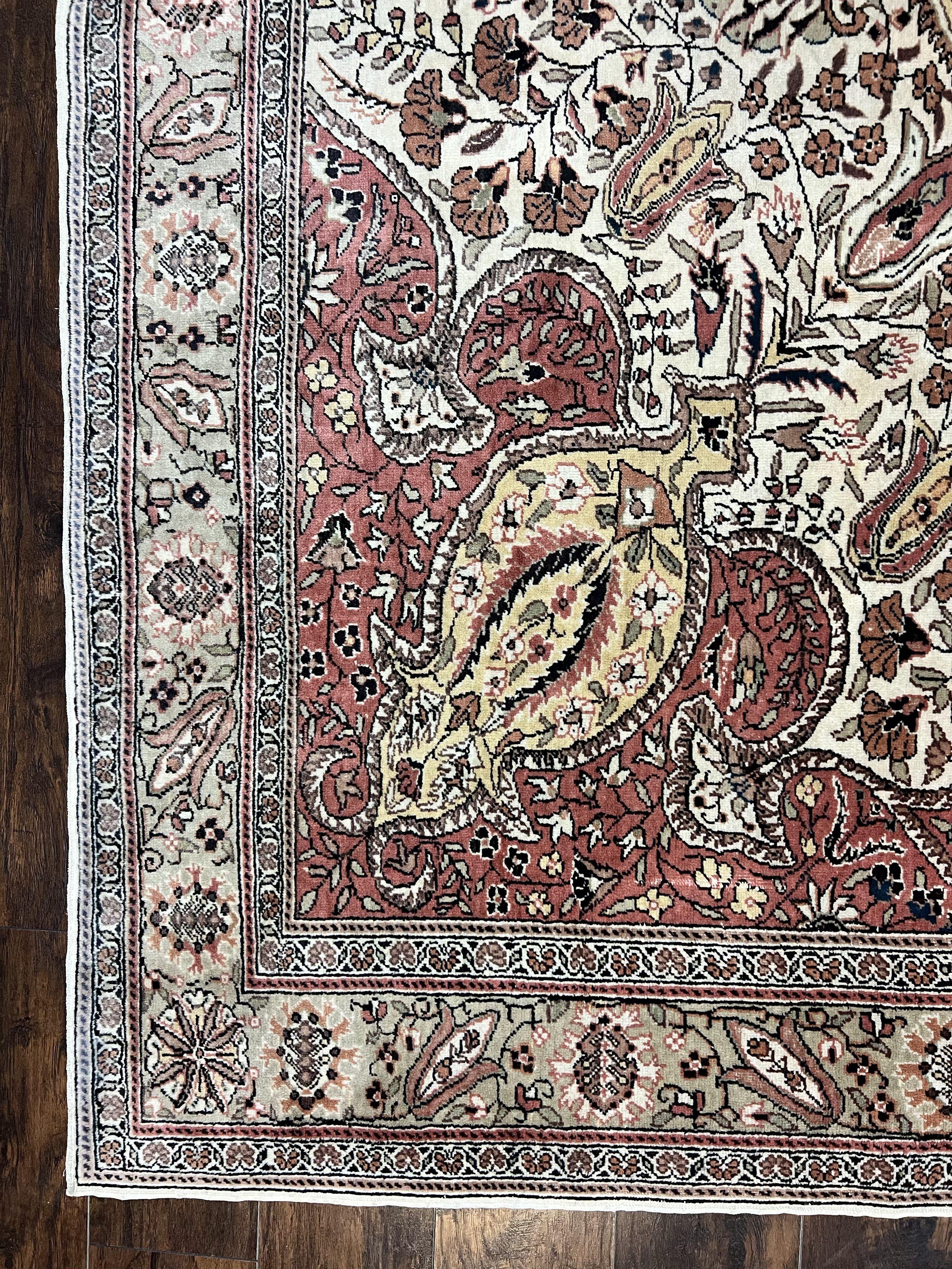 Turkish Sivas Rug 9x12, Handmade Vintage Wool Carpet, Cream Ivory - Jewel Rugs