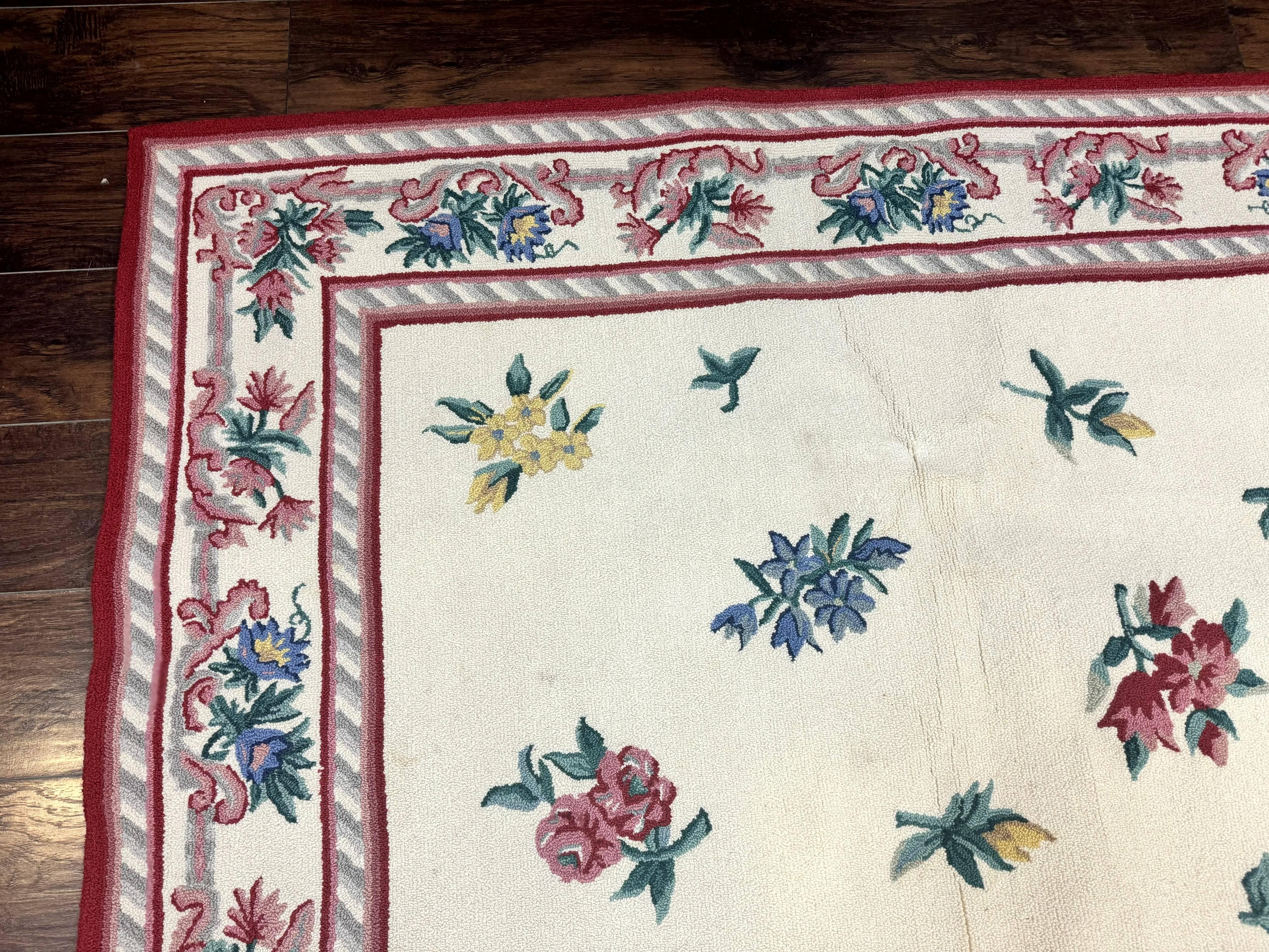 Stark Rug 10x14, Vintage Stark Carpet, Ivory, Floral, Wool, Large - Jewel Rugs