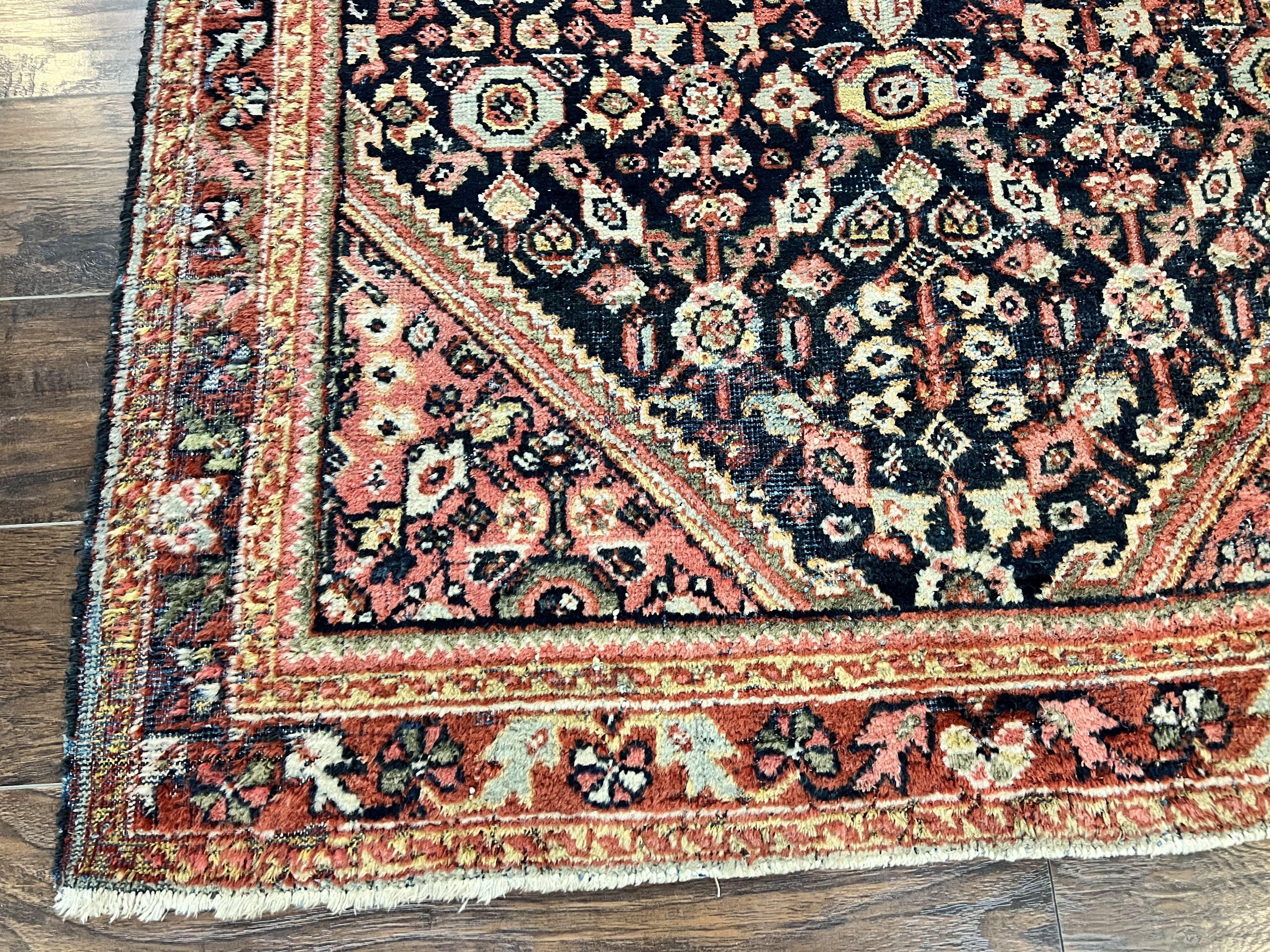 Antique Persian Mahal Rug 4x7, Wool Hand Knotted Tribal Geometric Carpet - Jewel Rugs