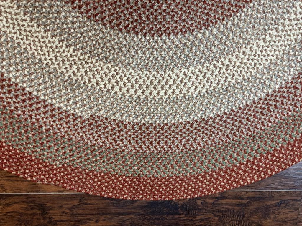 Large Round American Braided Rug 8x8 ft, Wool Vintage Handbraided Carpet, Multicolor - Jewel Rugs