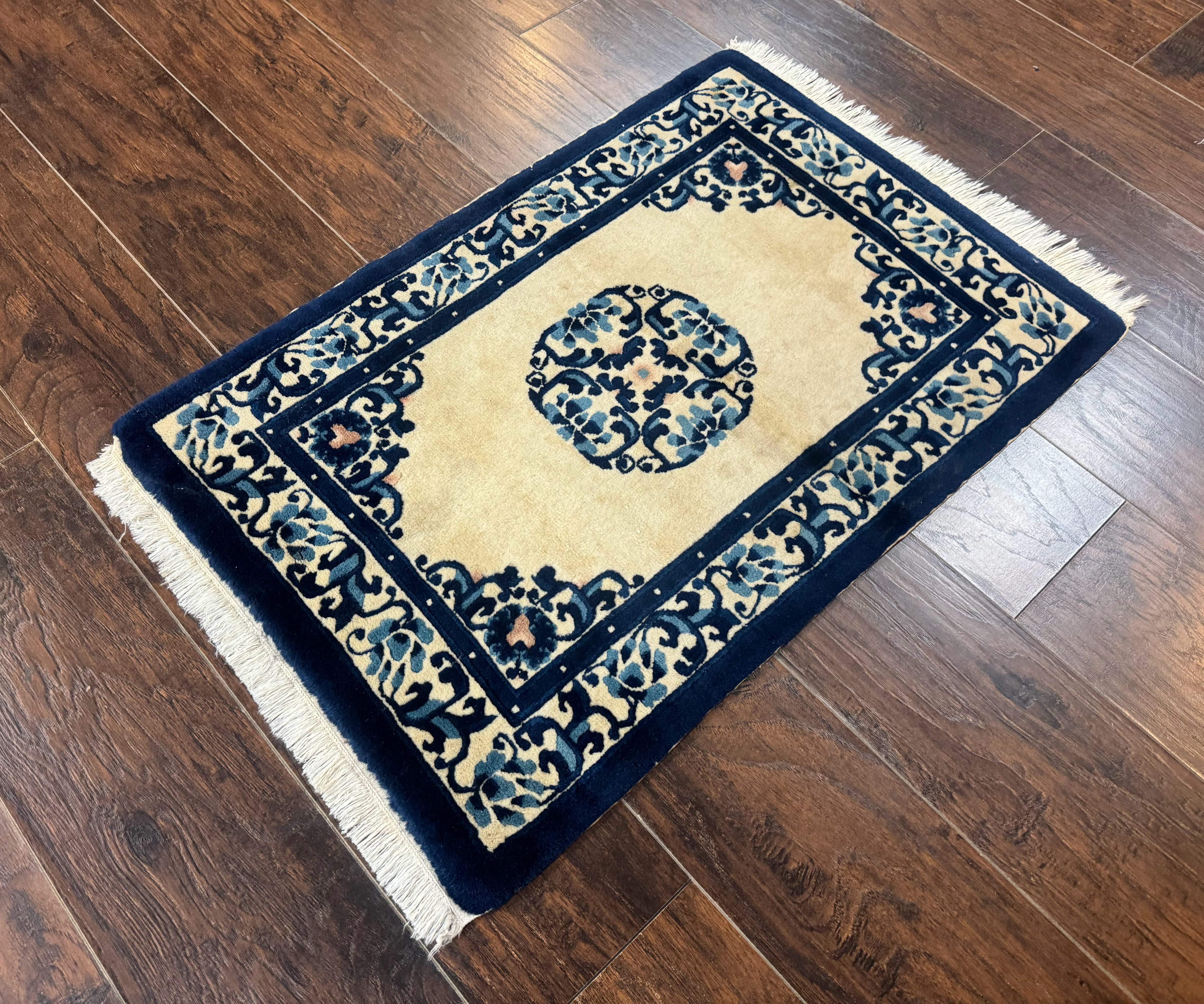 Chinese Peking Rug 2x3, Small Wool Chinese Carpet, Art Deco Rug - Jewel Rugs