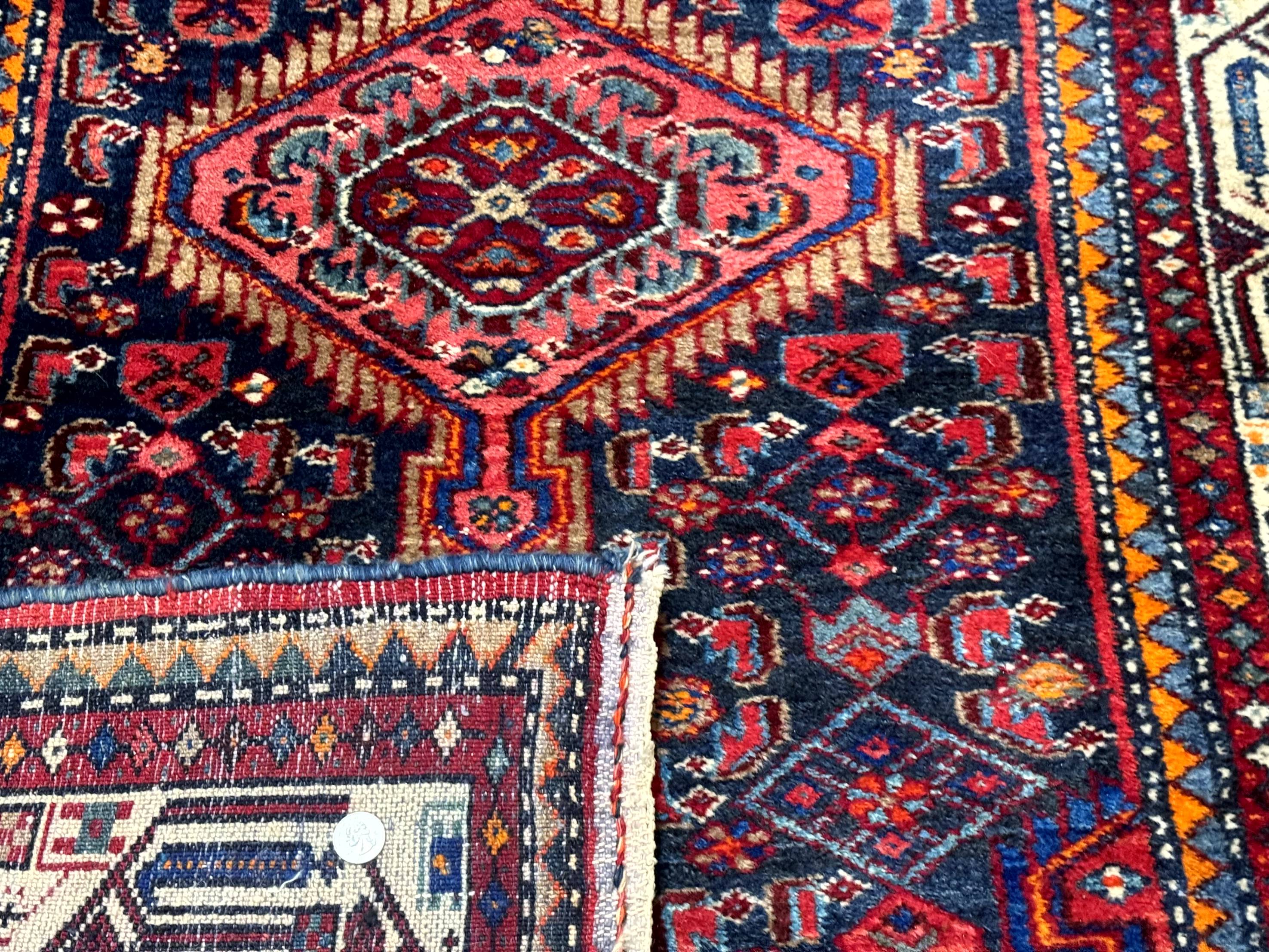 Antique Persian Hamadan Rug 4x6, Navy Blue, Village Tribal Rug - Jewel Rugs