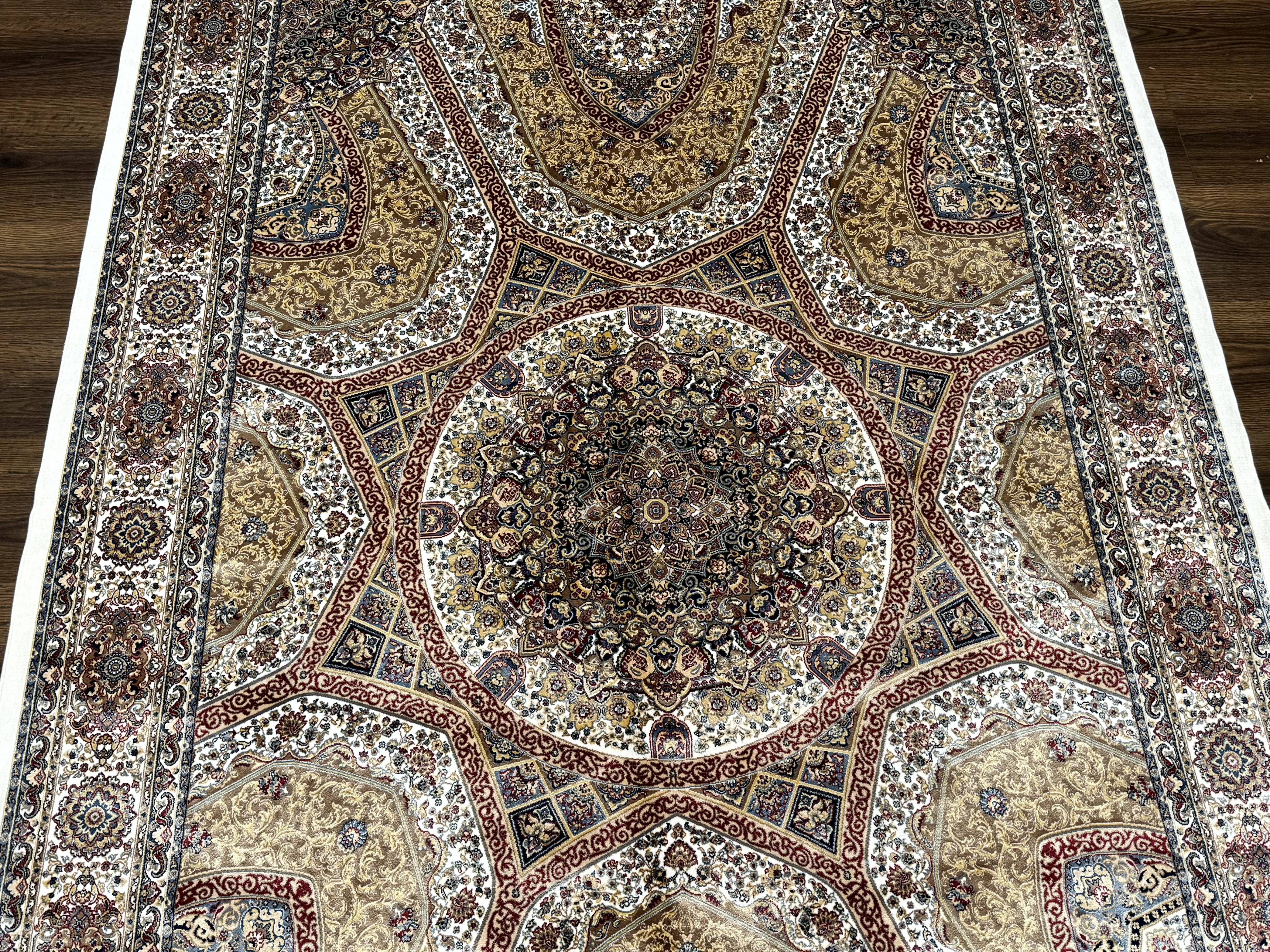Turkish Silk Rug 5 x 7.6, Dome Design, Bamboo Silk, New - Jewel Rugs