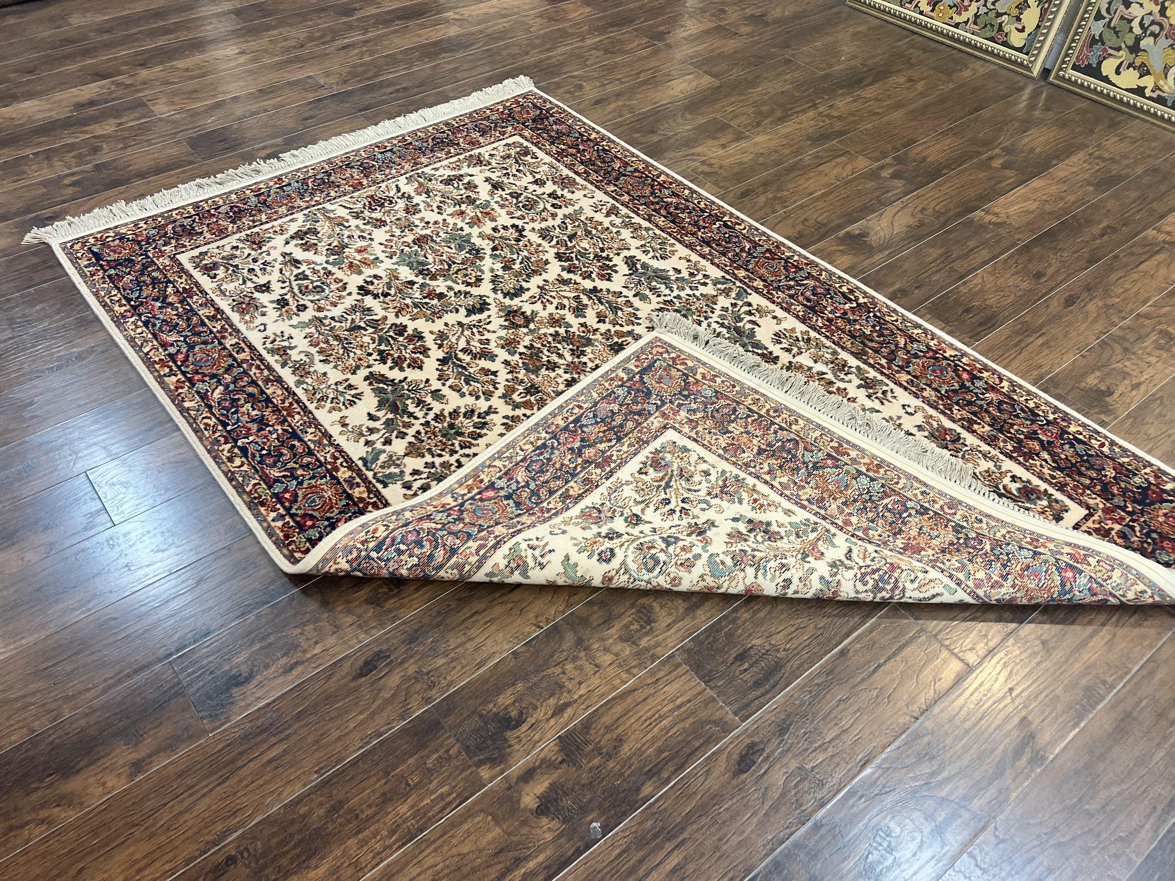 Karastan Rug 5.9 x 9, Ivory Sarouk #760, Wool Vintage Original Collection 700 Series - Jewel Rugs