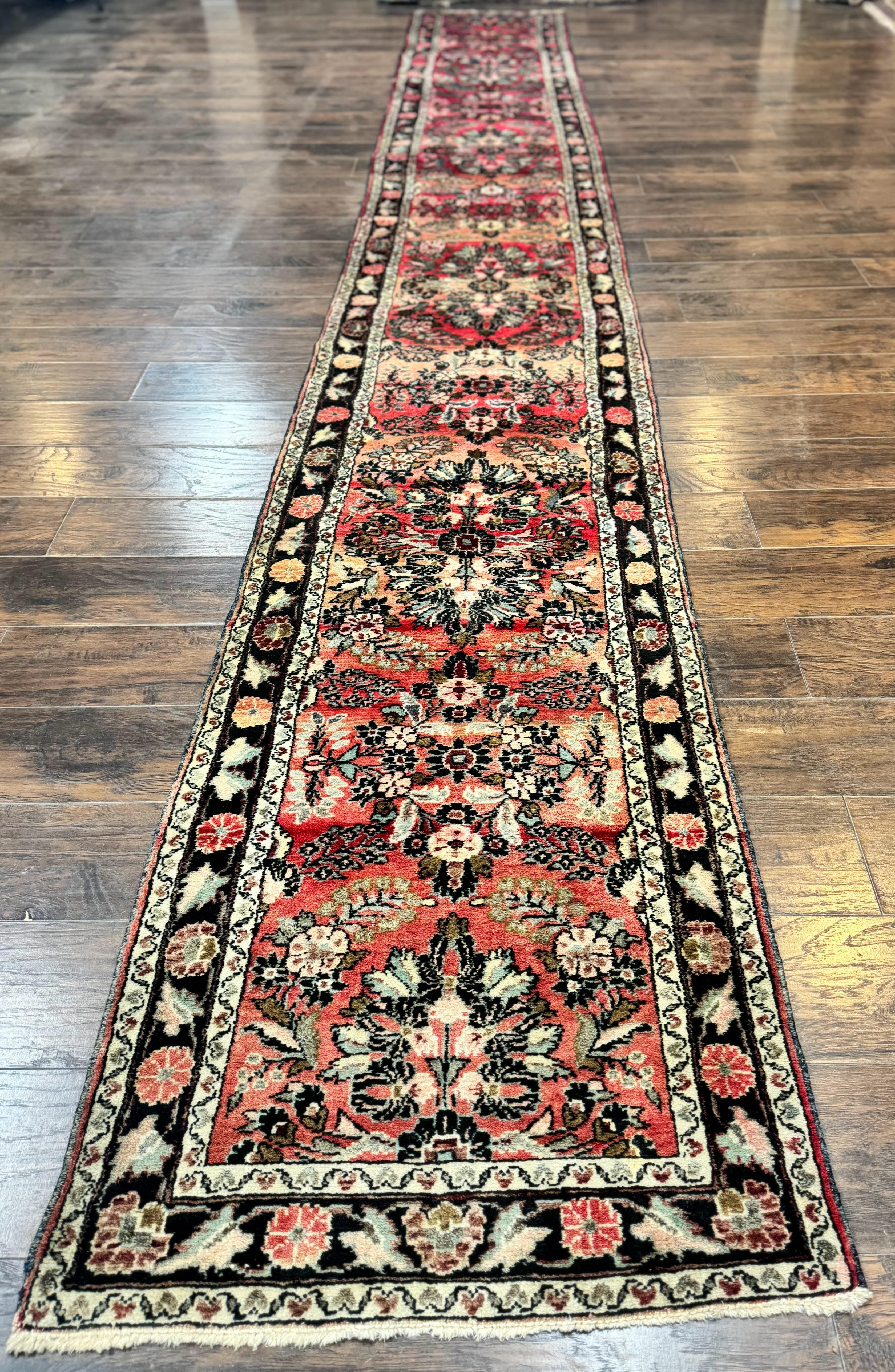 Antique Persian Runner Rug 2.7 x 20 Red Long Runner for Hallway Wool Handmade - Jewel Rugs