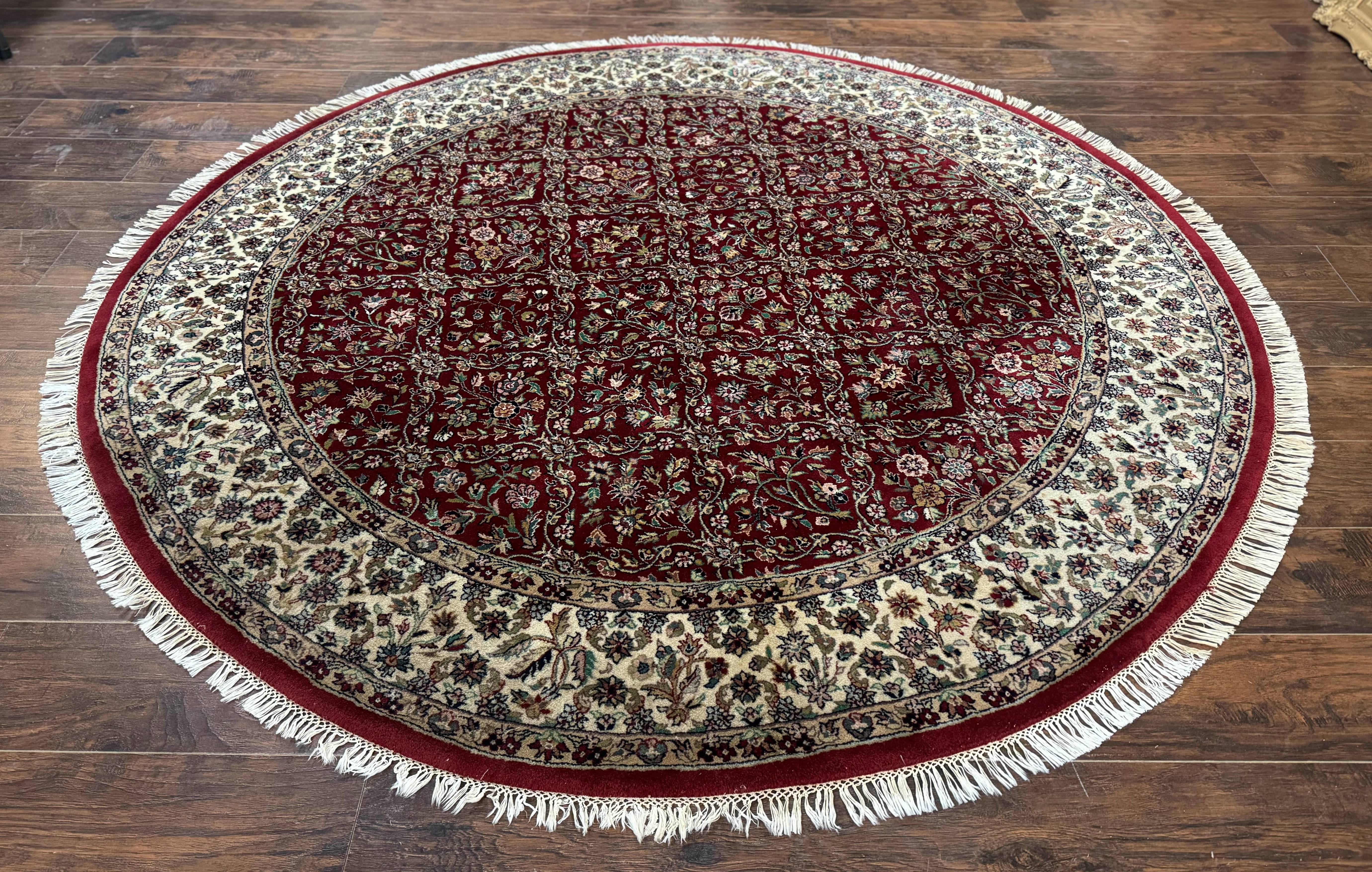 Indo Persian Round Rug 7x7, Wool, Vintage, Handmade, Large Round Oriental Carpet - Jewel Rugs