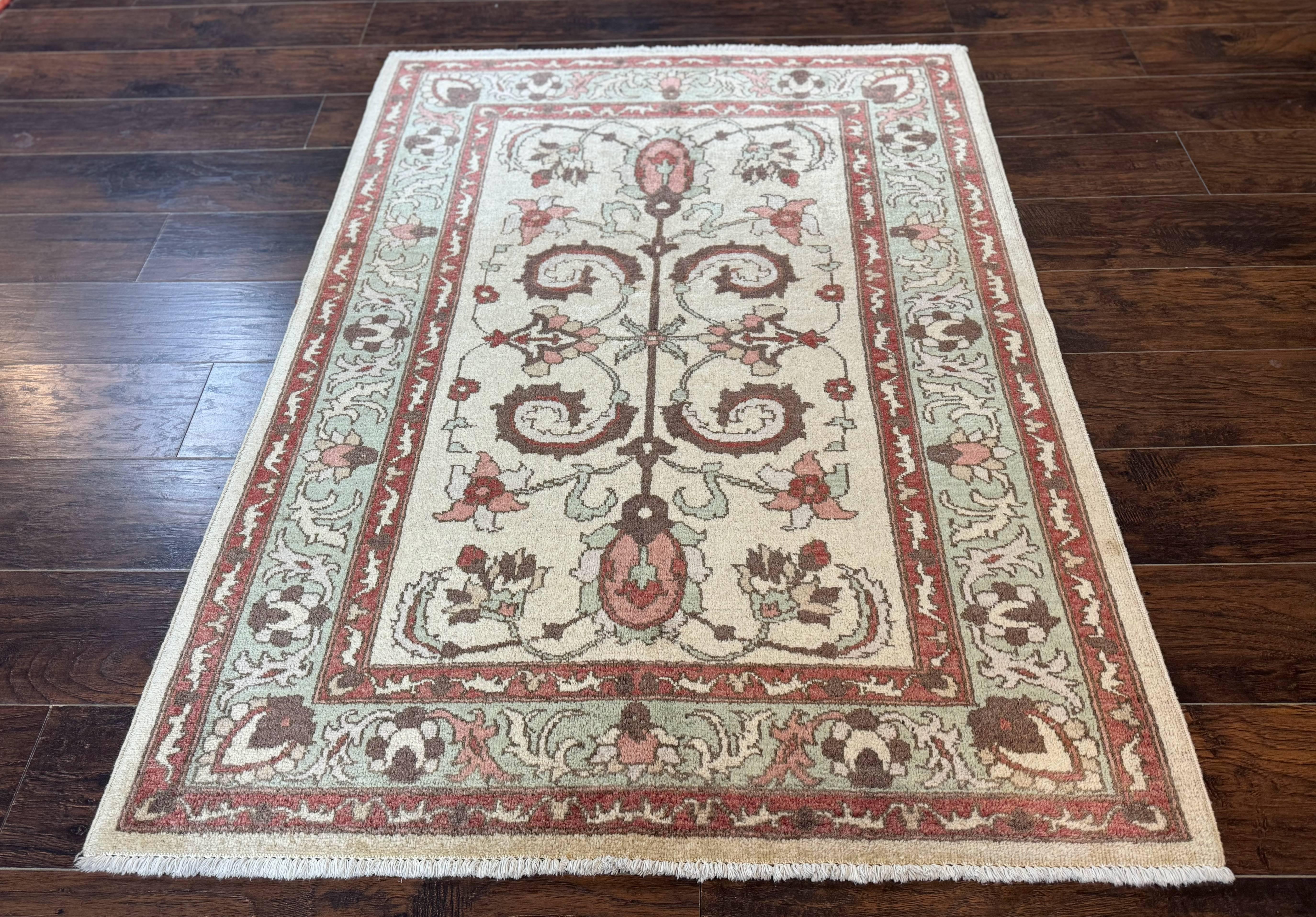 Indo Mahal Rug 4 x 5.6, Indian Handmade Wool Area Rug - Jewel Rugs