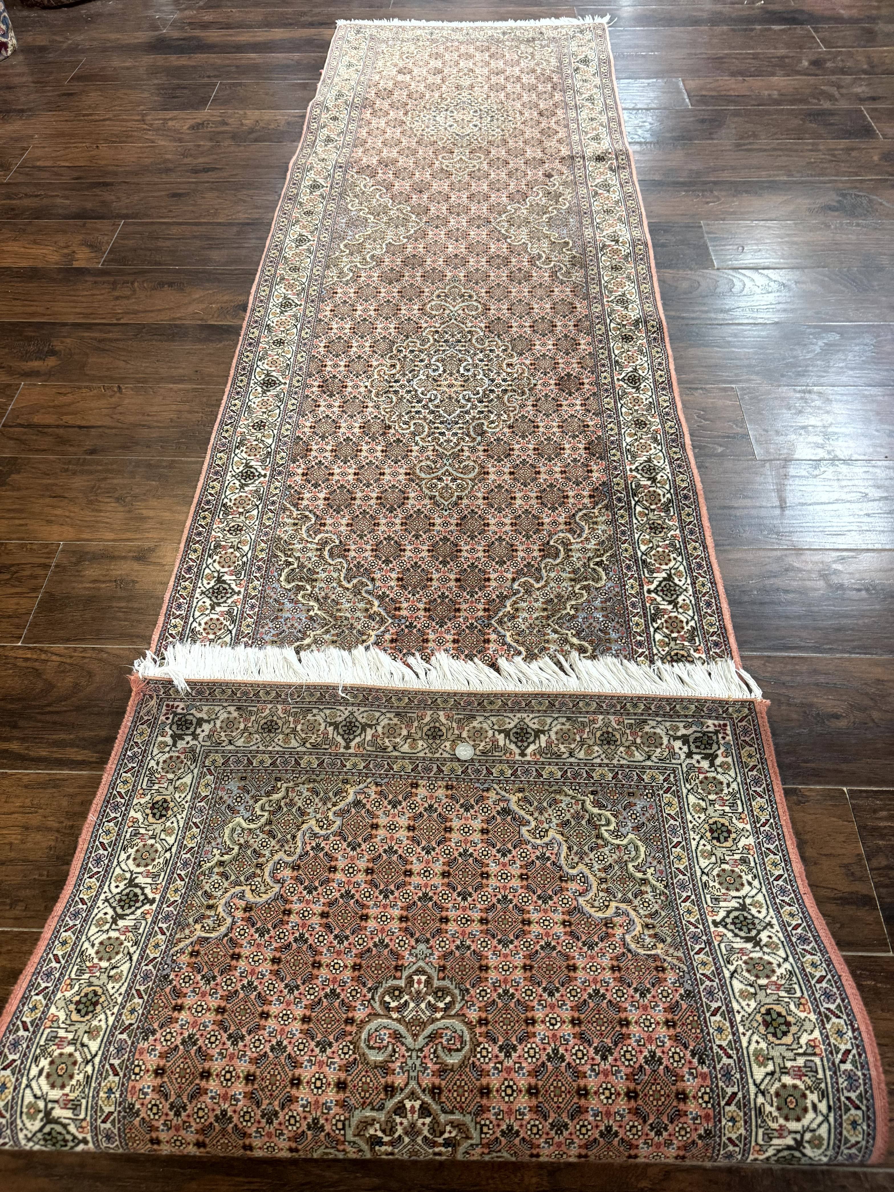 Persian Tabriz Runner Rug for Hallway Herati 320 KPSI Salmon Ivory 2.8 x 11.7 - Jewel Rugs
