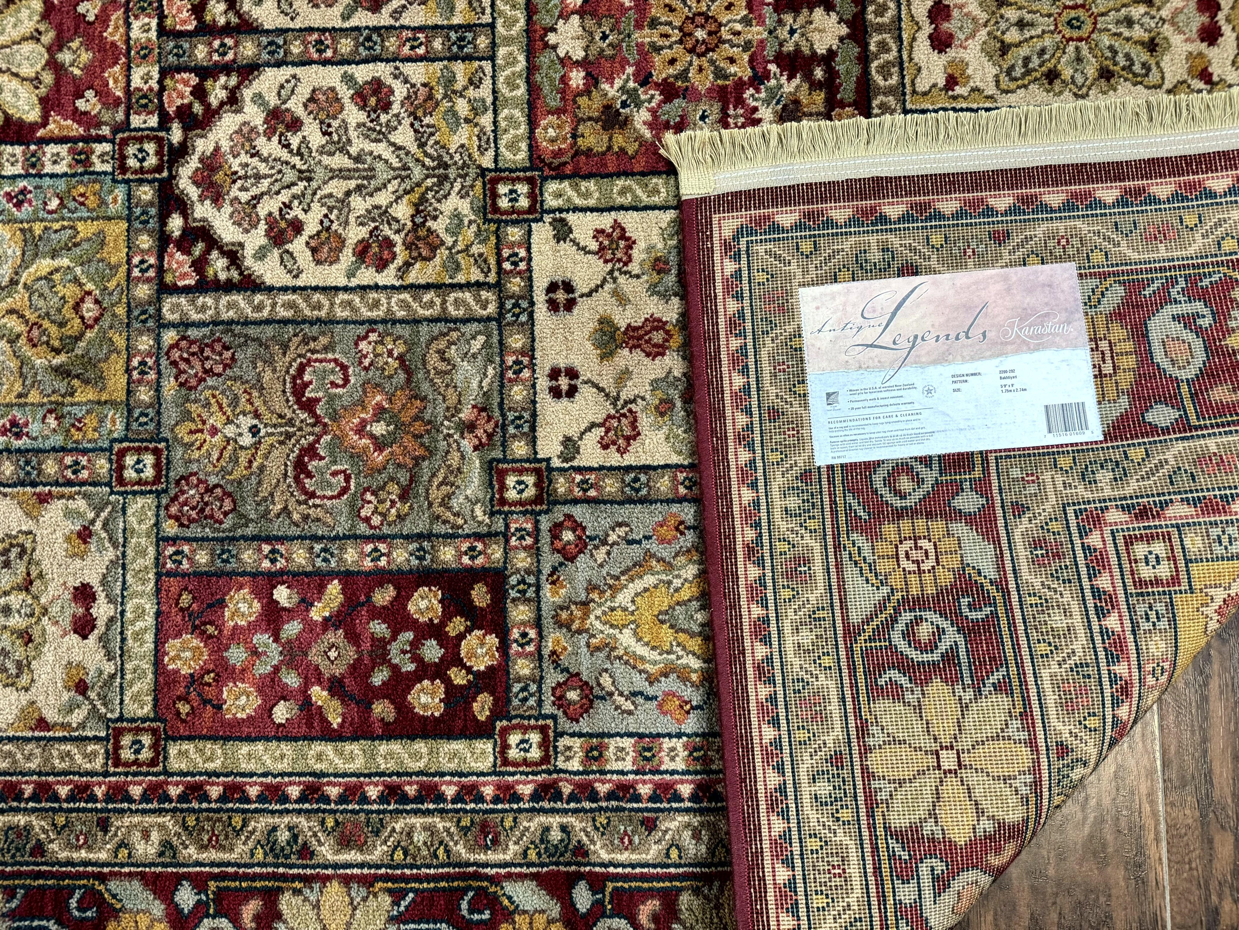 Karastan Rug 5.9 x 9 Antique Legends Bakhtiyari#2200-202, Karastan Area Rug, Wool Pile Vintage Karastan Carpet - Jewel Rugs