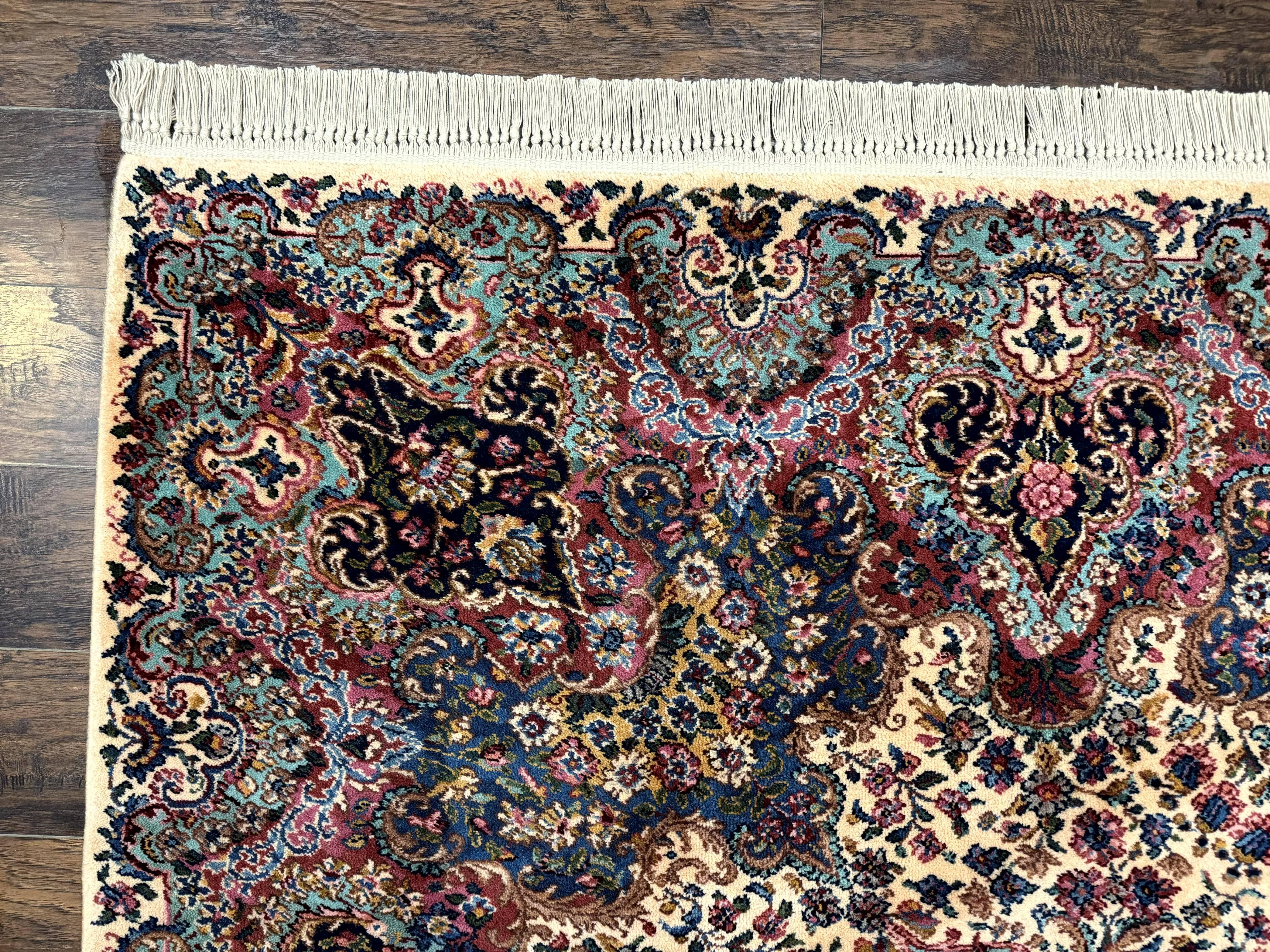 Karastan Ivory Kirman Rug 8.8 x 10.6, Karastan Floral Kirman #759, Wool Karastan Carpet #742, Vintage Original Karastan Rug Rare - Jewel Rugs