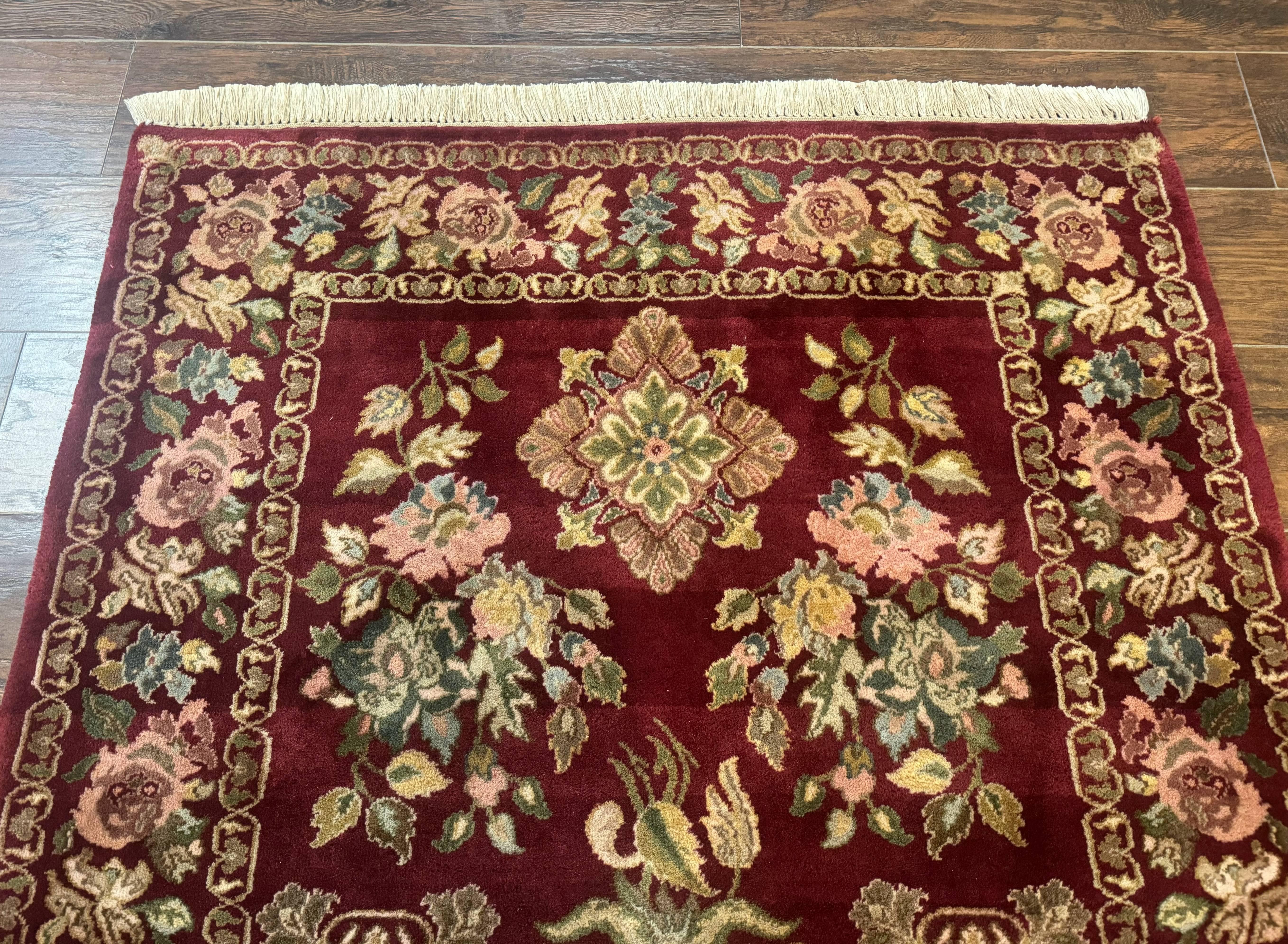 Indo Persian Kerman Rug 4x6, Burgundy, Floral - Jewel Rugs