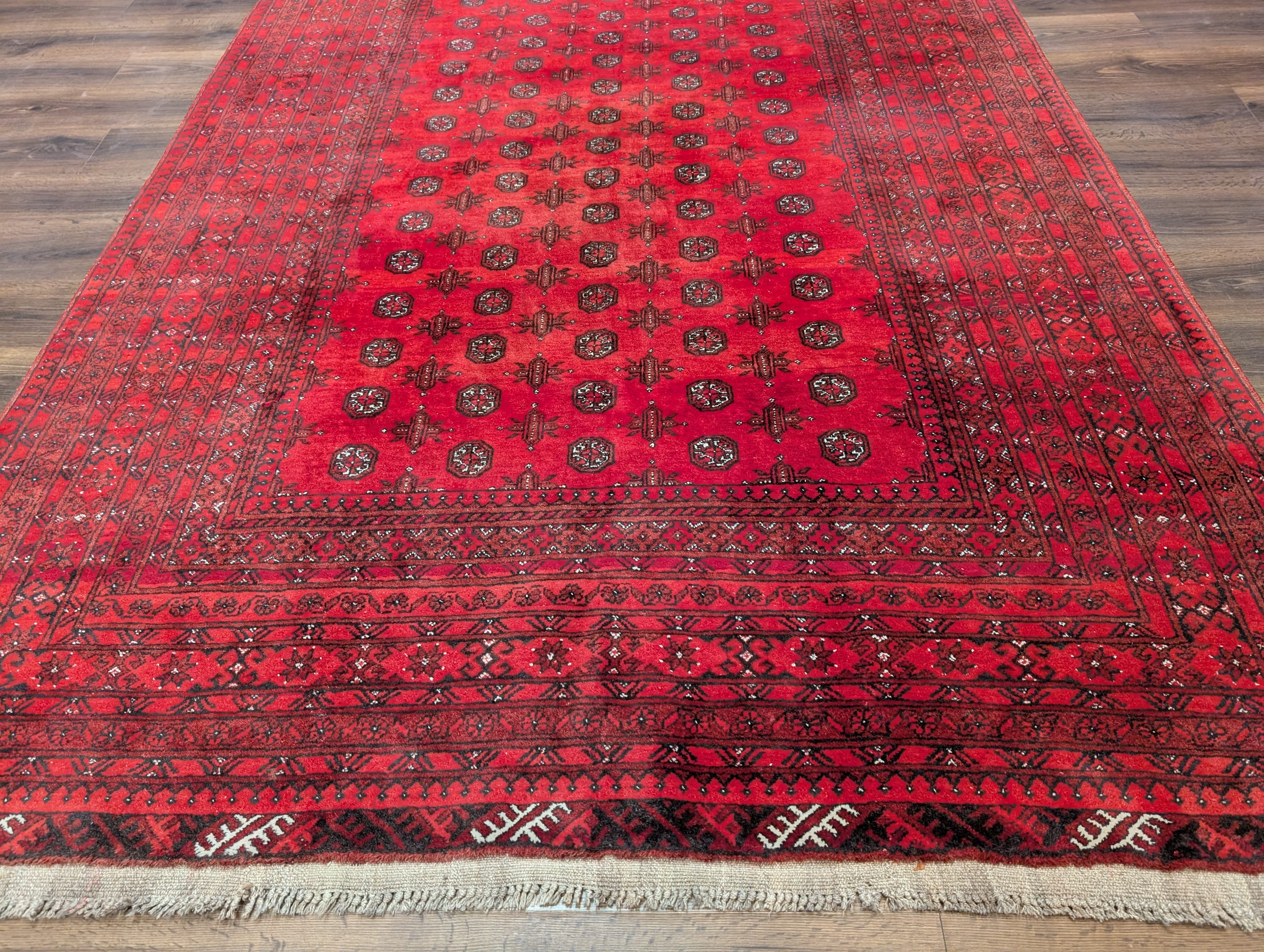 Red Afghan Turkoman Rug 7x9, Bokhara Rug, Wool, Tribal, Hand Knotted - Jewel Rugs