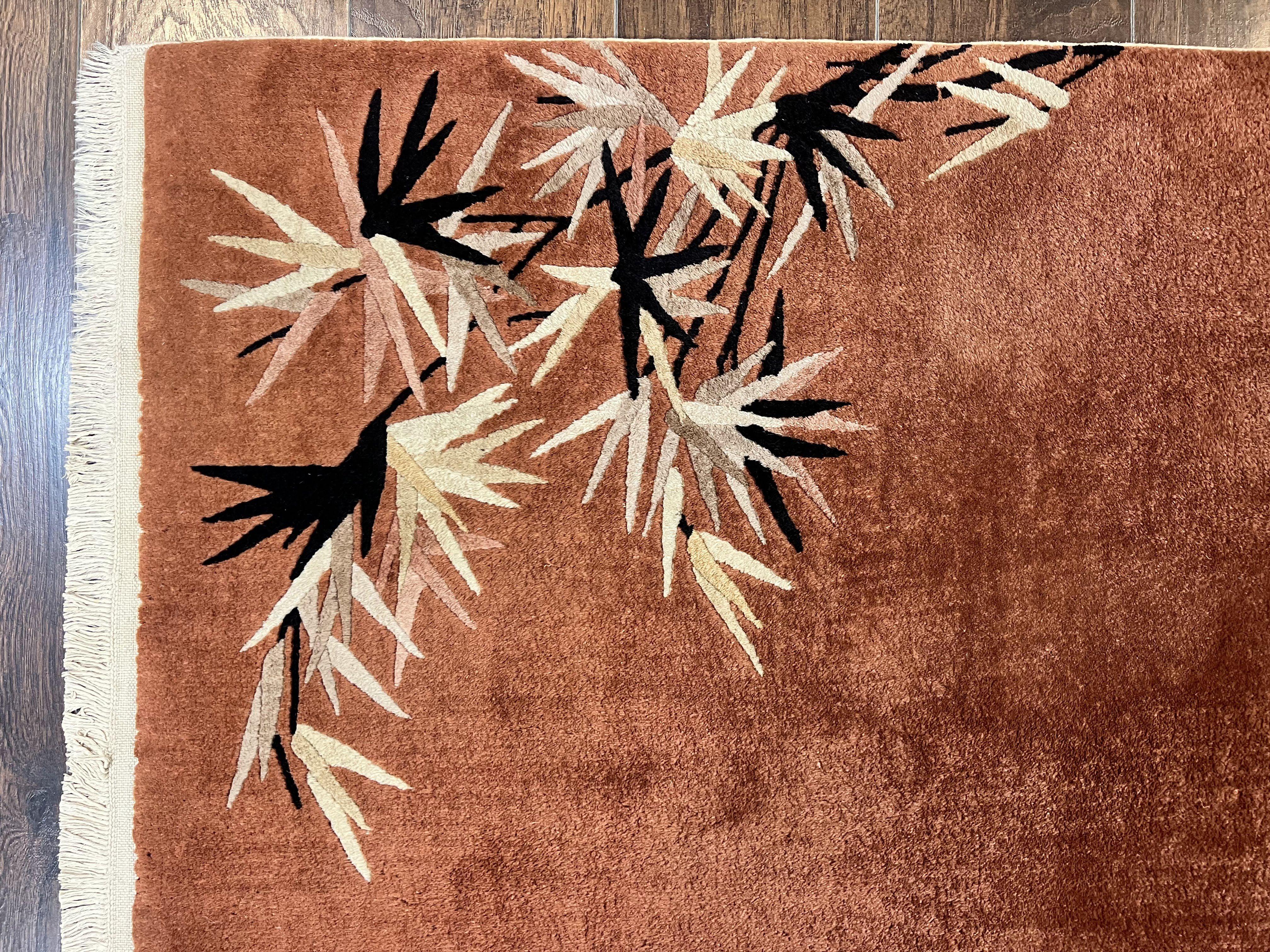 Chinese Art Deco Rug 3x5, Simple Design, Handmade, Vintage, Small Chinese Wool Rug, Red - Jewel Rugs