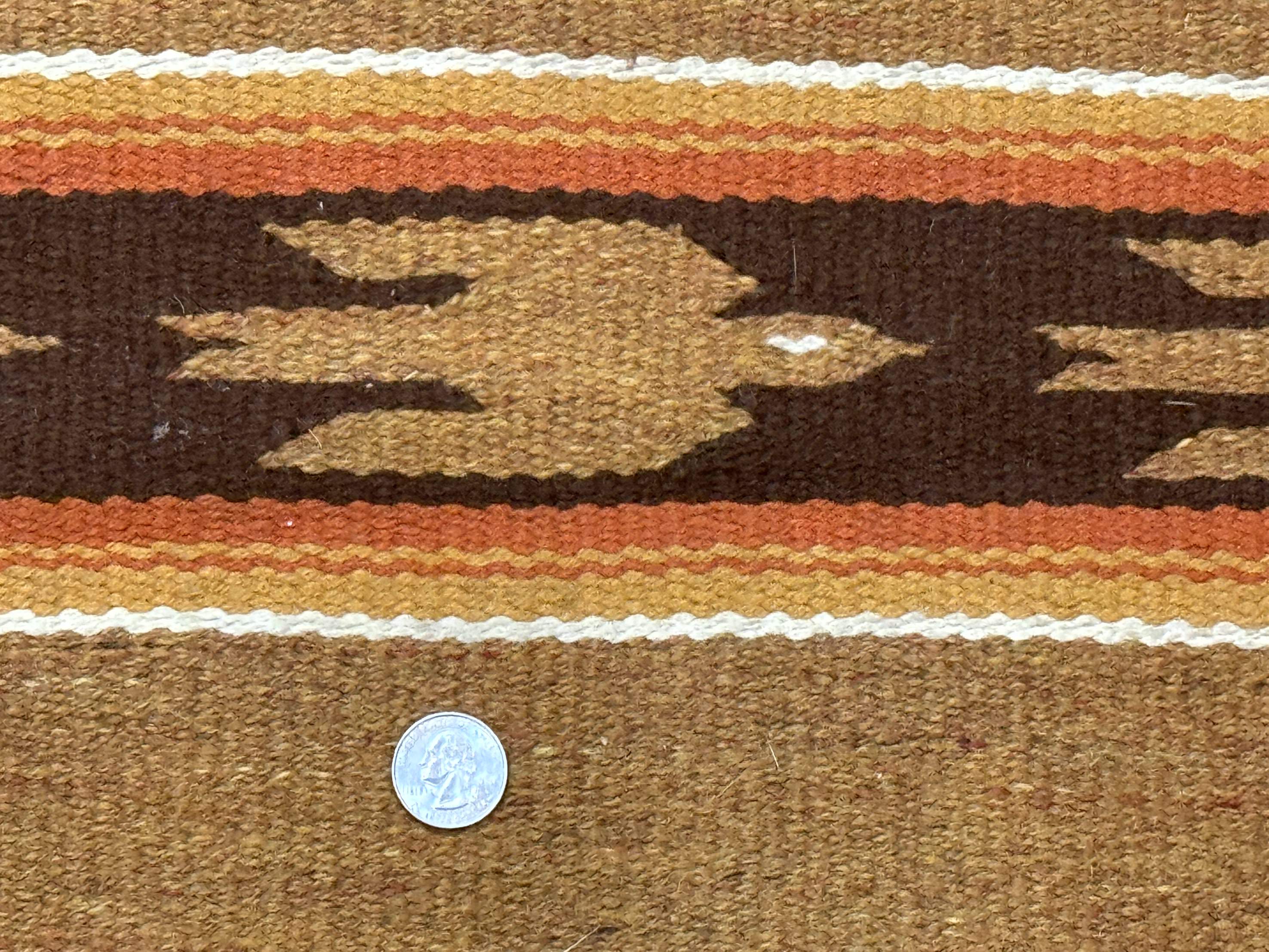 South American Rug Blanket 2.7 x 5.6, Wool, Handmade, Navajo Design, Orange Brown - Jewel Rugs
