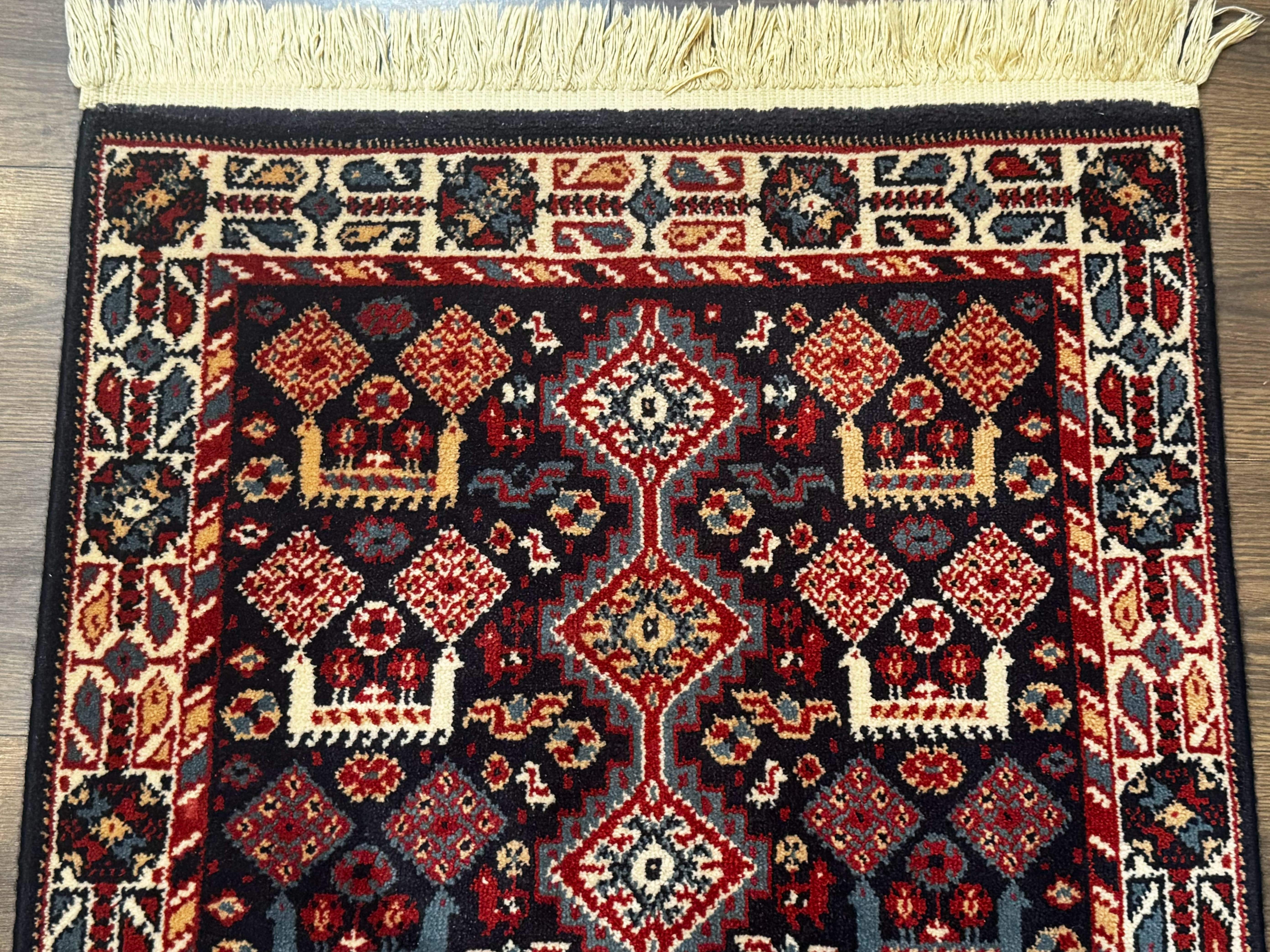 Small Karastan Rug 3x4, Yuruk Collection, Wool, Tribal, Geometric, Navy Blue - Jewel Rugs