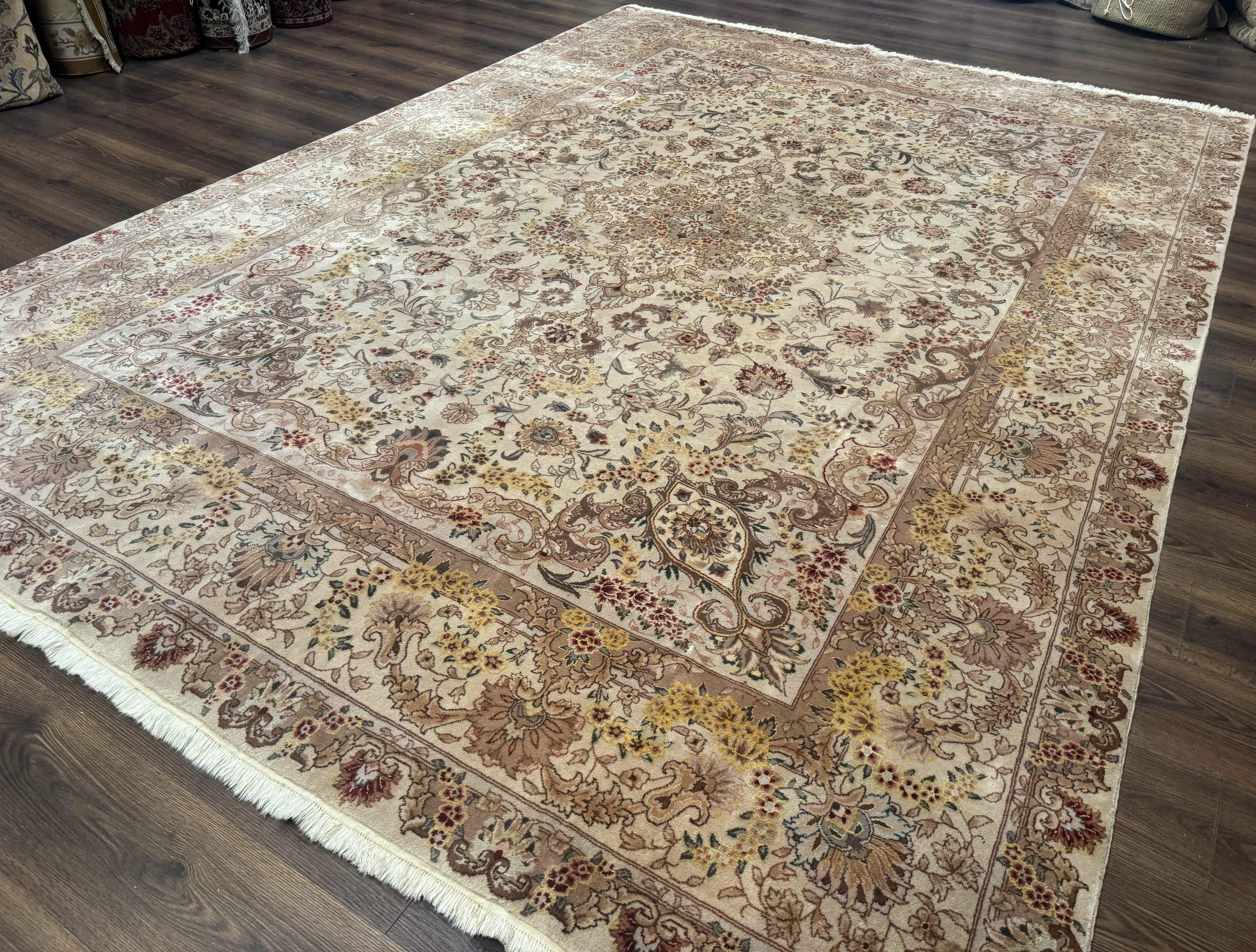 Sino Persian Rug 8x12, Wool & Silk, Traditional Elegant Carpet, Fine 200 KPSI - Jewel Rugs