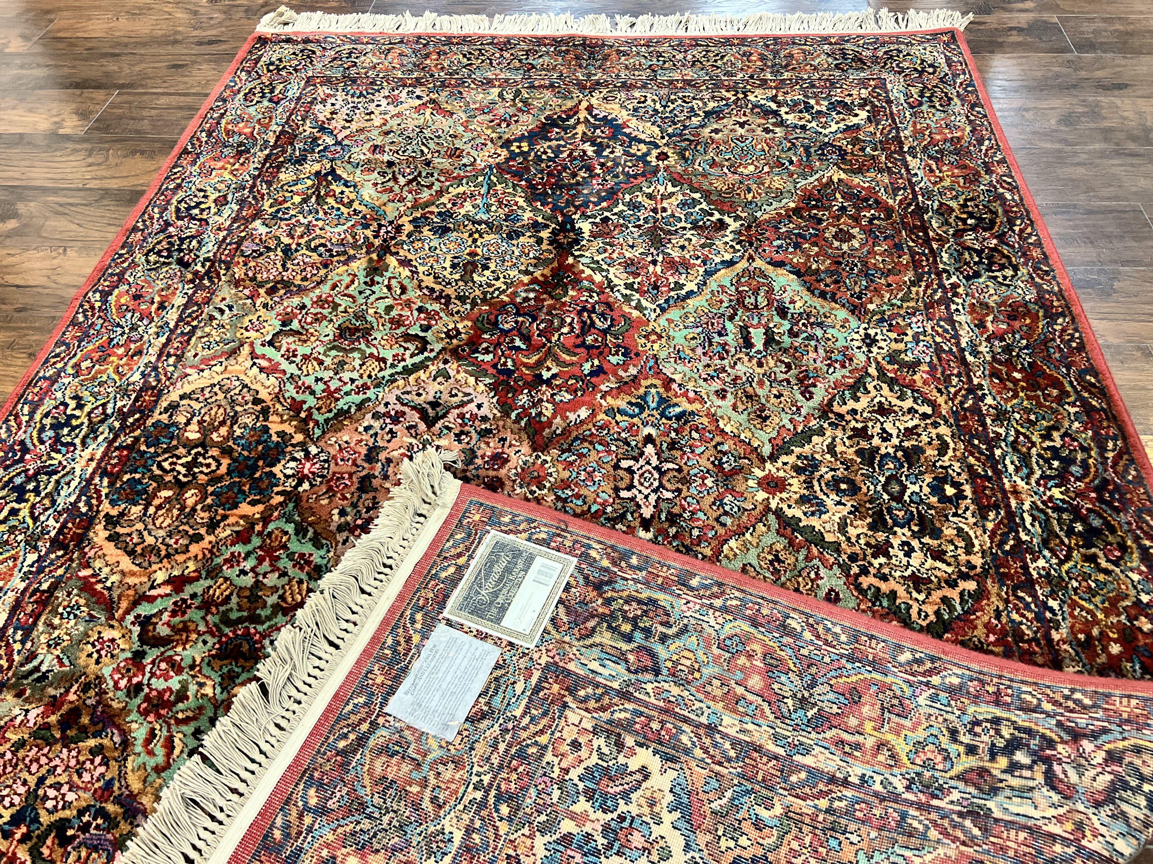 Karastan Rug 5.9 x 9, Multicolor Panel Kirman Rug #717, Wool Original Karastan Collection 700 Series - Jewel Rugs