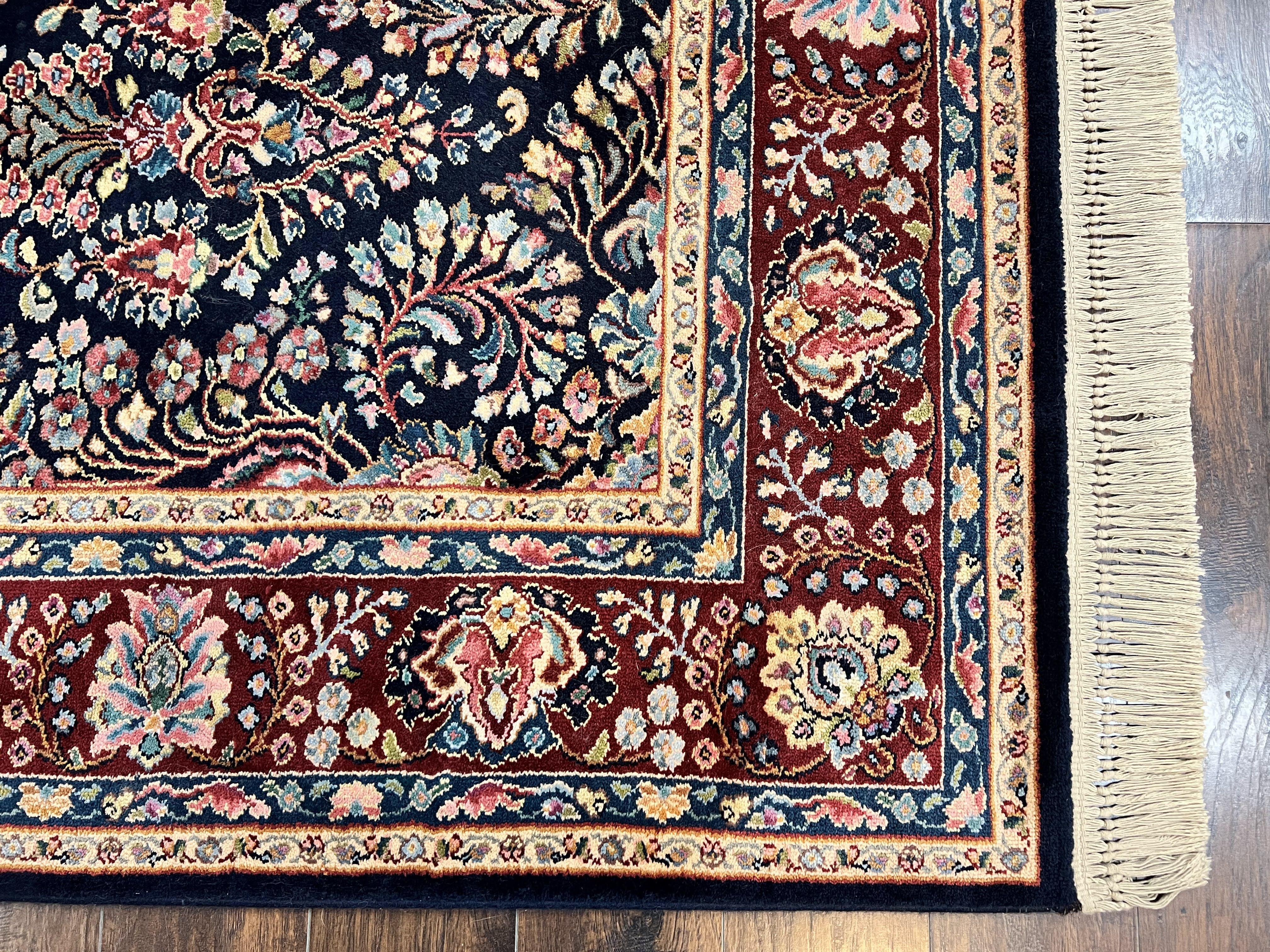 Karastan Rug Navy Sarouk #791, Wool Karastan Area Rug 8.8 x 12, Navy Blue and Red, Vintage Discontinued 700 Series Room Sized Karastan Rug - Jewel Rugs