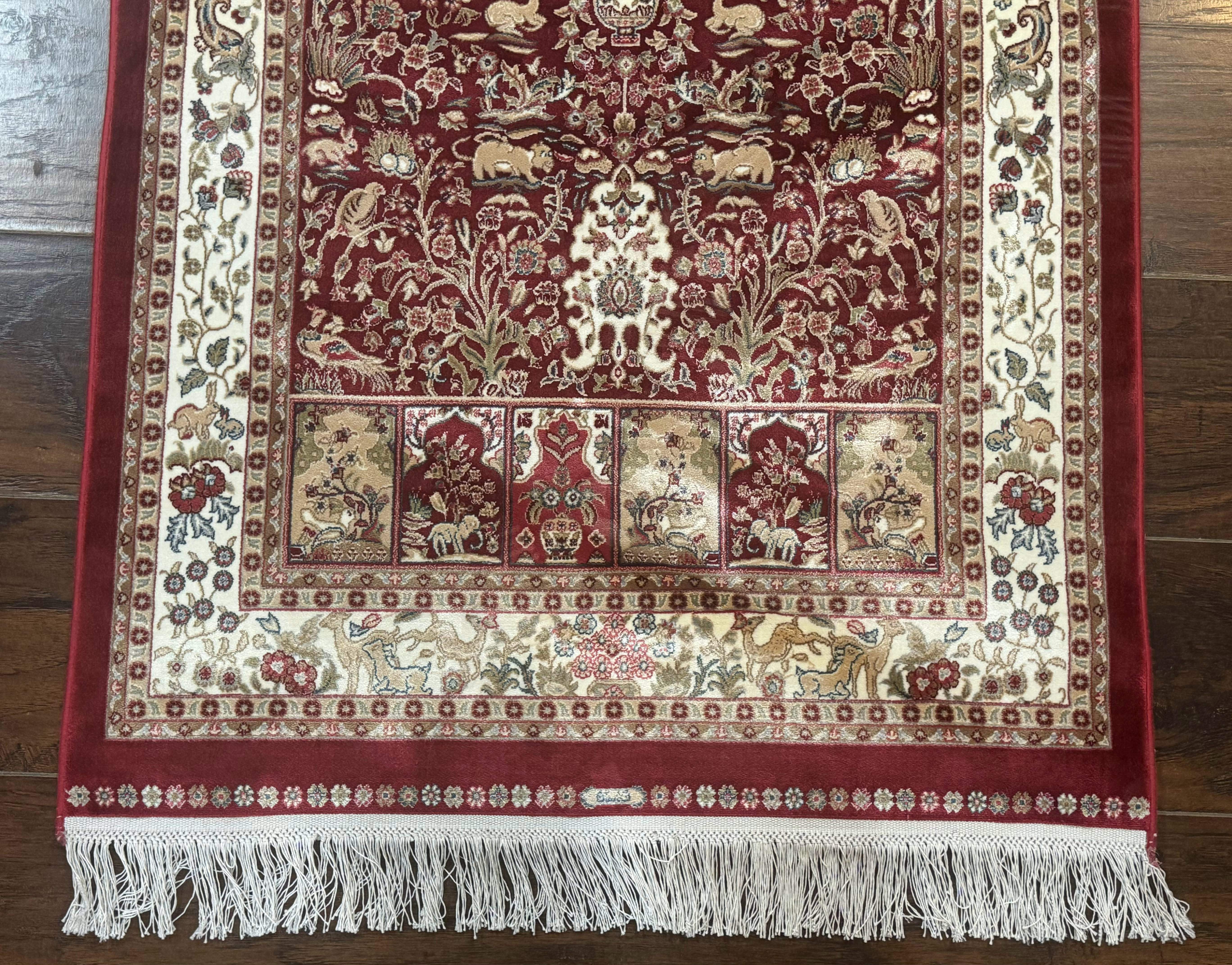 Tree of Life Turkish Silk Rug 2.6 x 4, Red, Bamboo Silk - Jewel Rugs