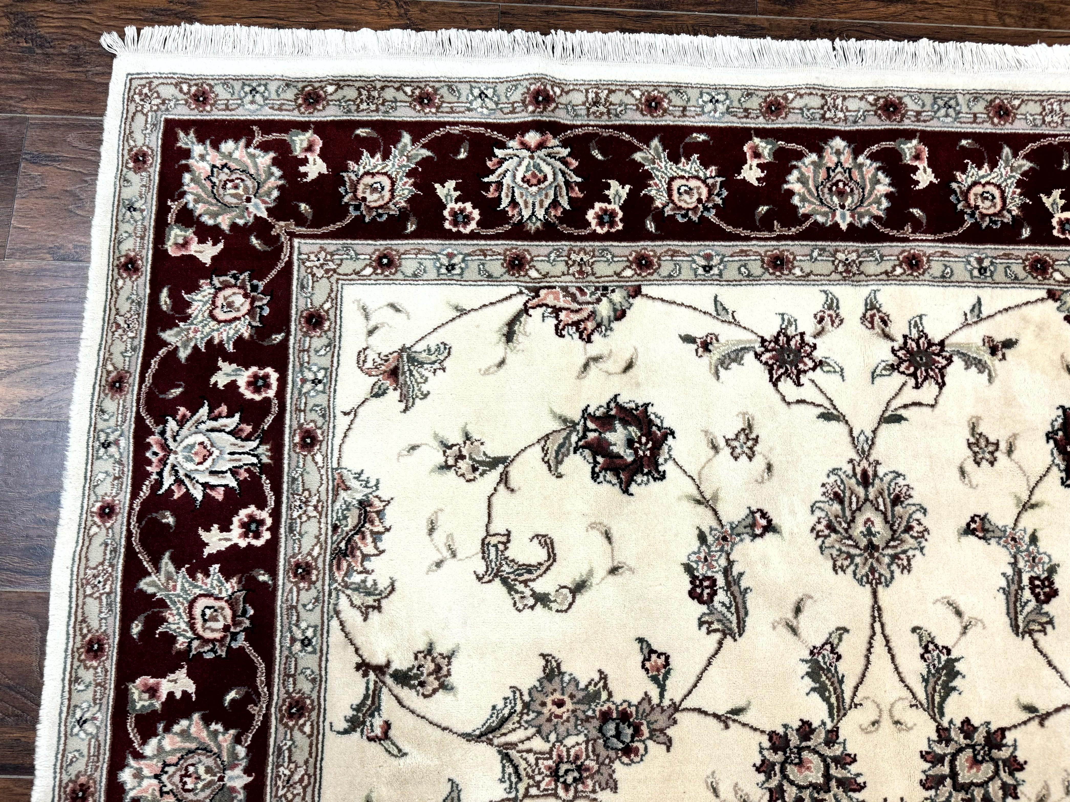 Ivory and Burgundy Pak Persian Rug 6x9 - Jewel Rugs