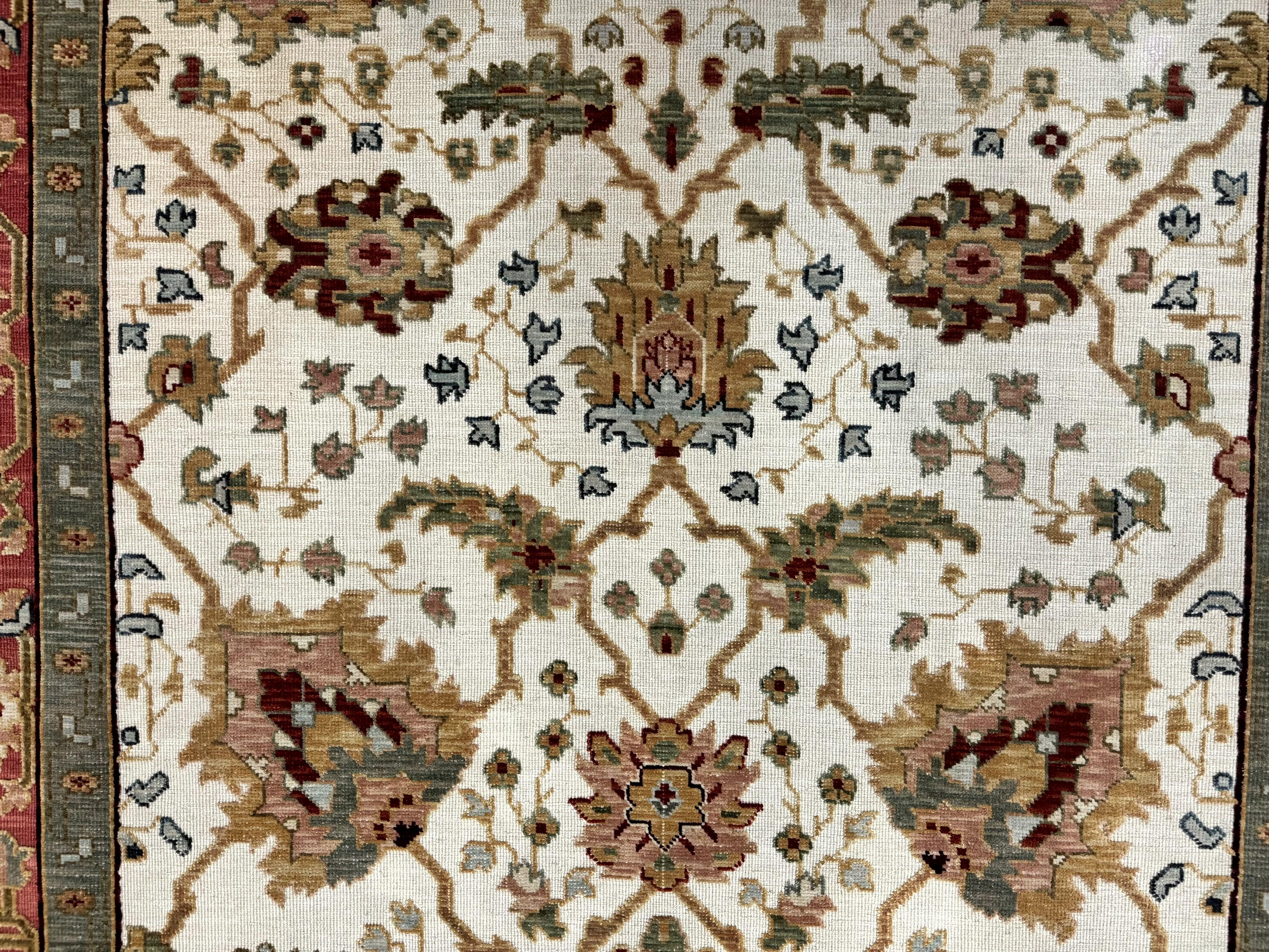 Flatweave Soumak Rug 6x9, Nourison Rug, Wool Handmade, Floral, Ivory - Jewel Rugs