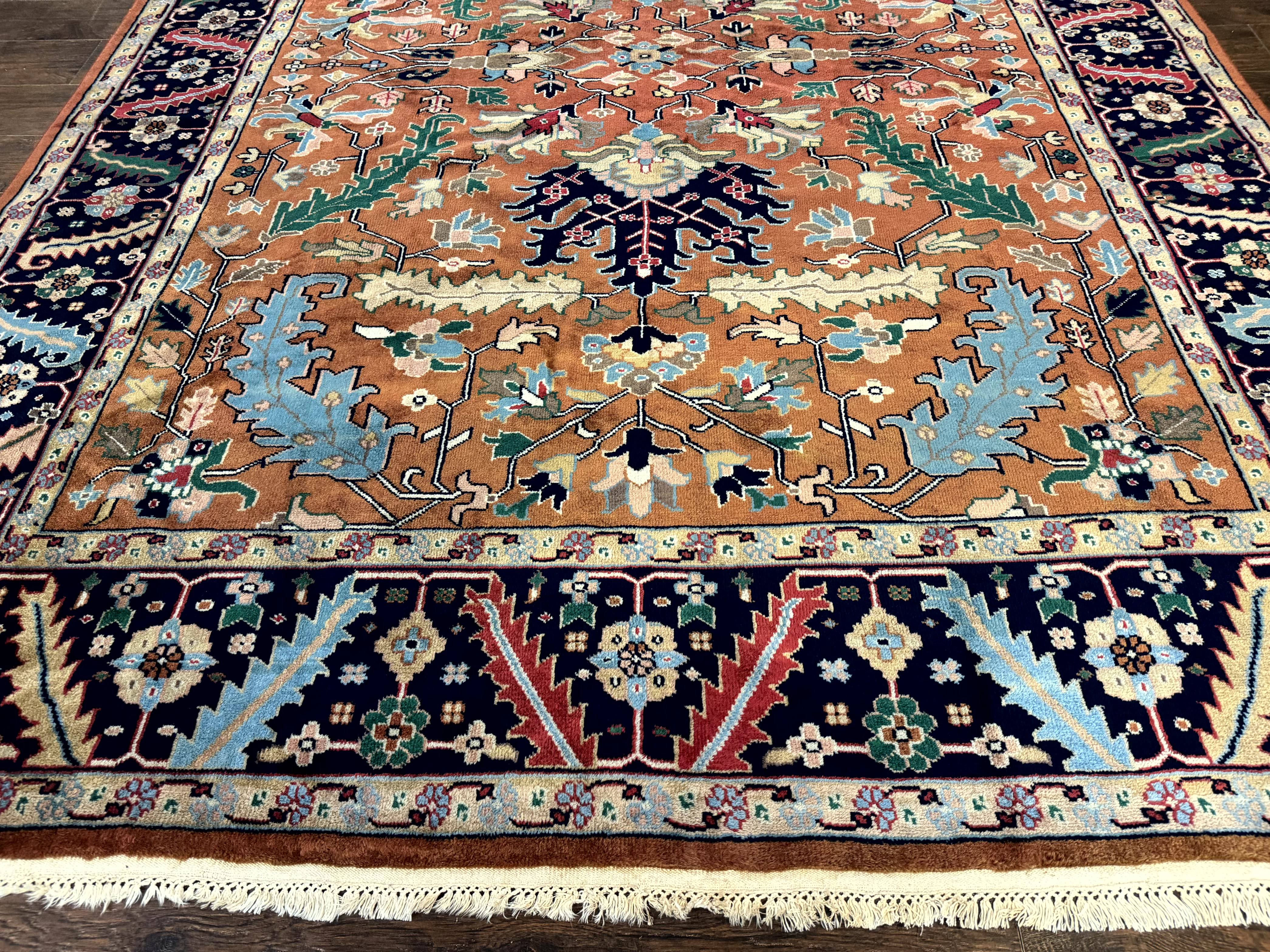 Indo Persian Heriz Rug 8x11, Allover Pattern, Geometric Design Rug, Serapi Rug, Vintage - Jewel Rugs