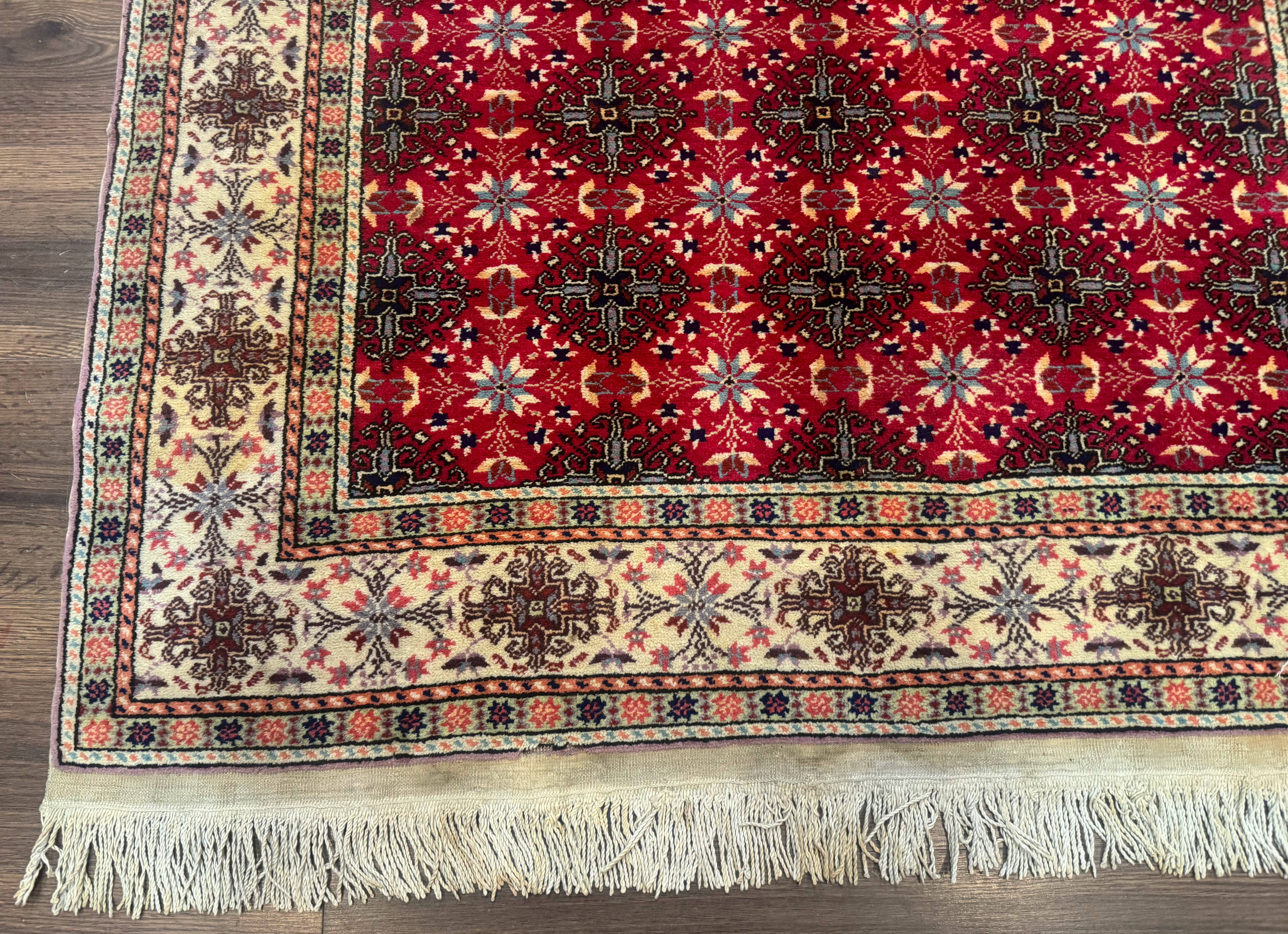 Turkish Sivas Rug 4x6, Red and Cream, Allover Design, Handmade Vintage - Jewel Rugs