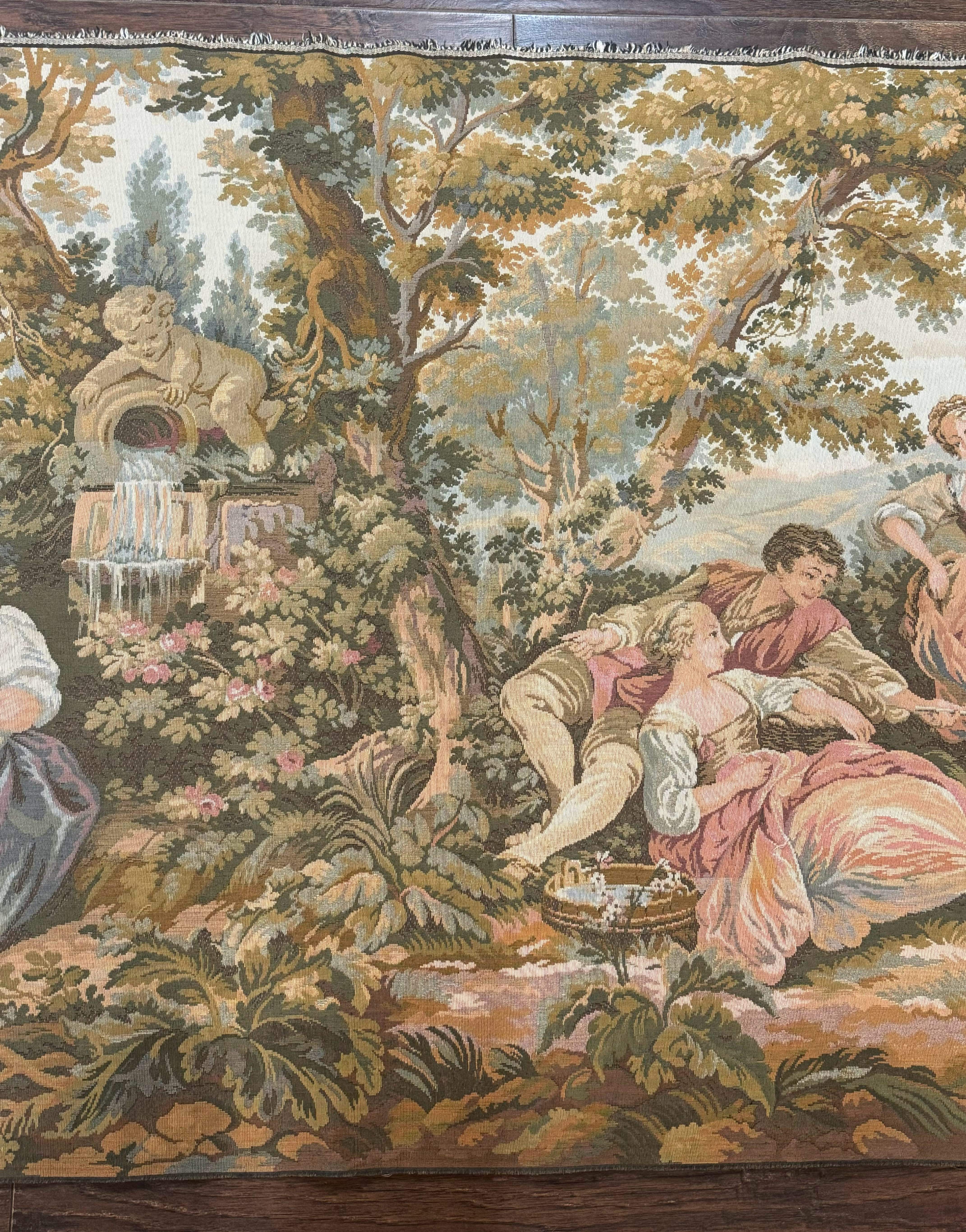 Vintage European Tapestry 3x5, Nature Lovers Scene, French Belgium Tapestry - Jewel Rugs