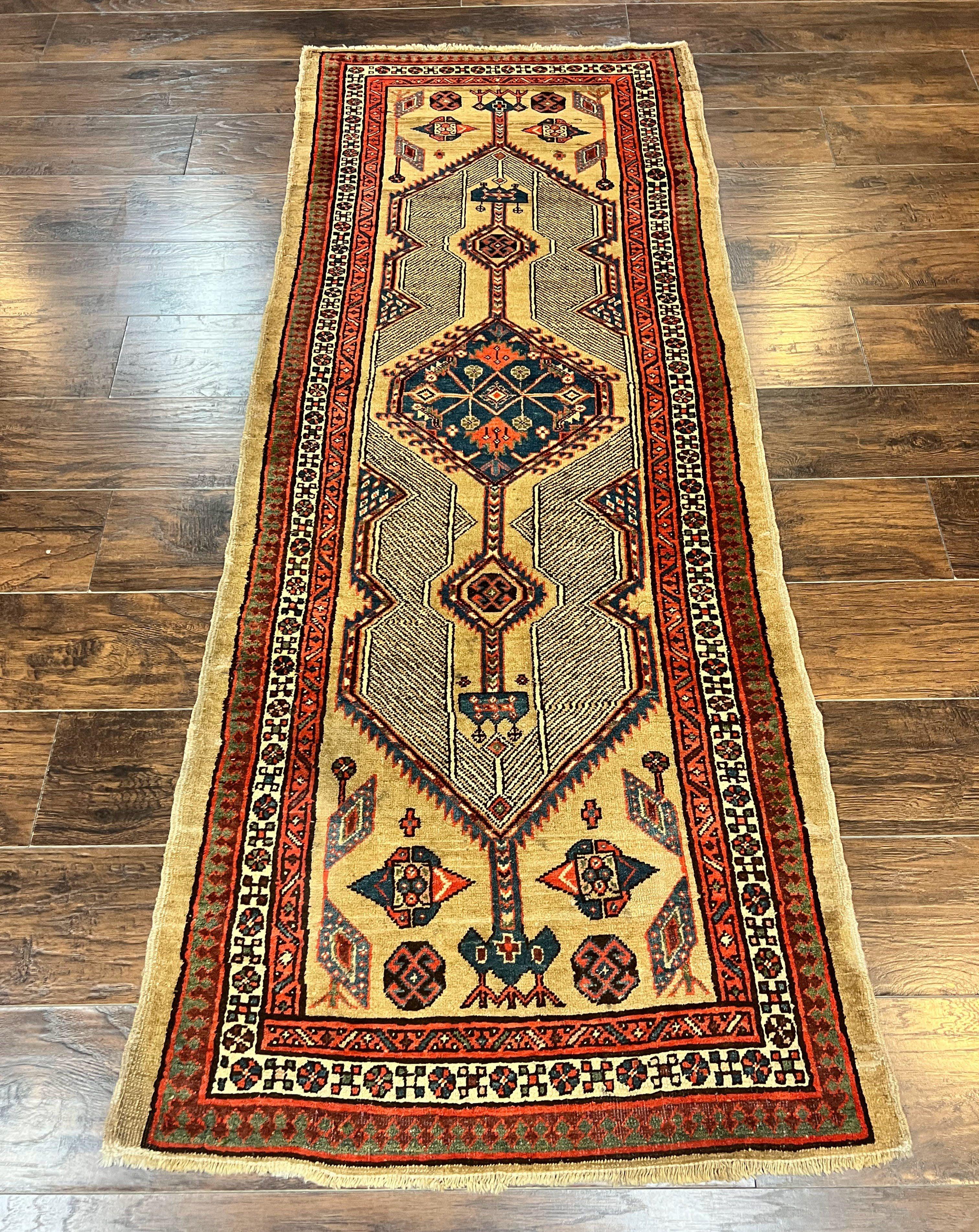 Antique Persian Runner 3 x 7, Camel Hair Runner 3x7 ft, Handmade Hallway Rug, Geometric Design, Tribal Rug, Persian Sarab Rug 3x7 - Jewel Rugs