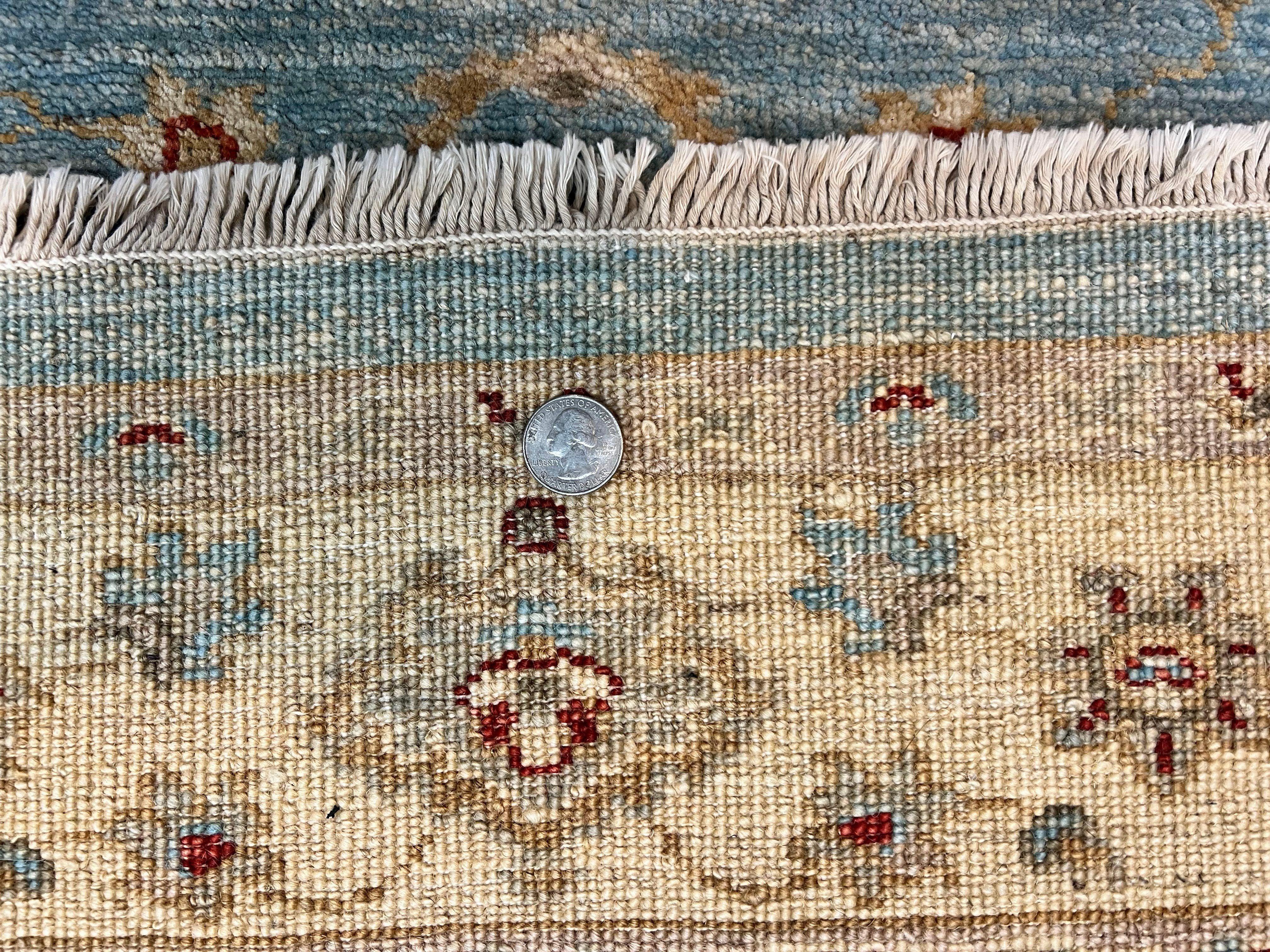 Peshawar Runner Rug 2.8 x 15.8, Light Blue and Cream, Long Hand Knotted Handmade Hallway Runner, Oriental Carpet, Pastel Colors, Wool Rug - Jewel Rugs
